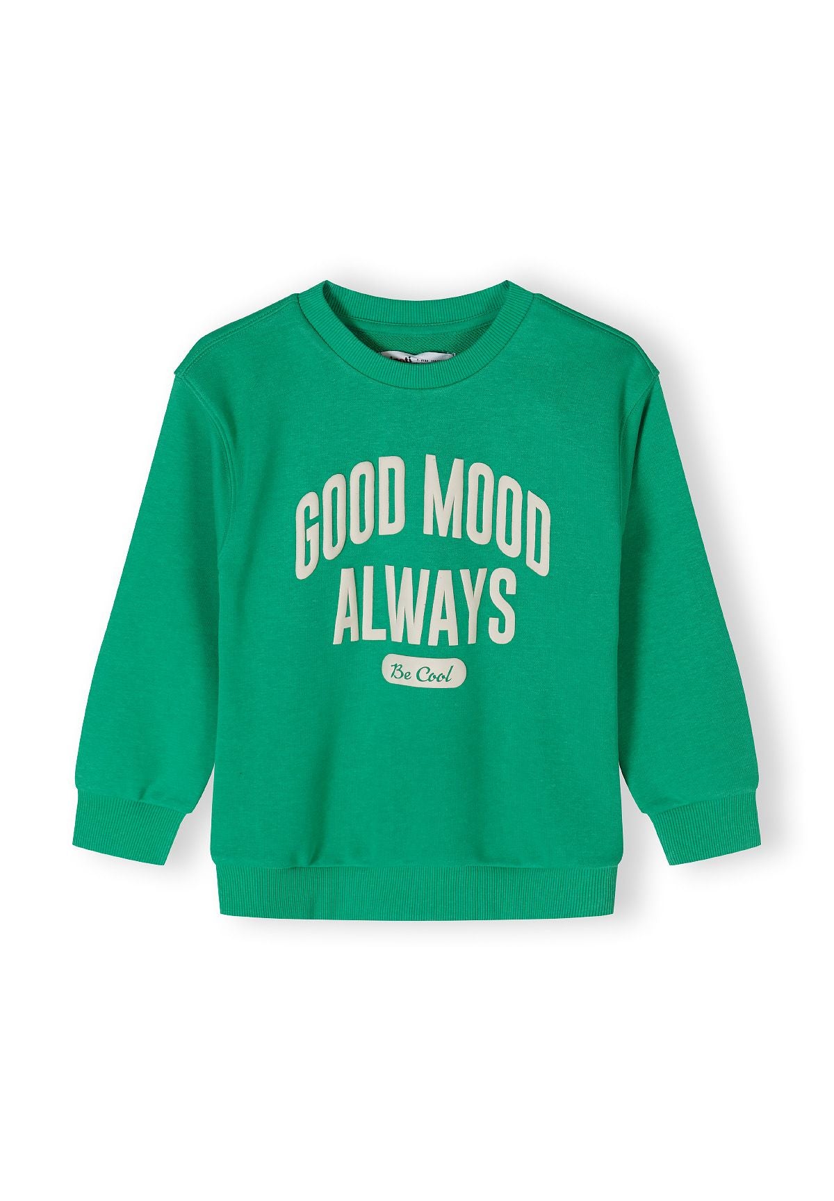 Good Mood Always Sweatshirt, Green, Slogan Print - 2