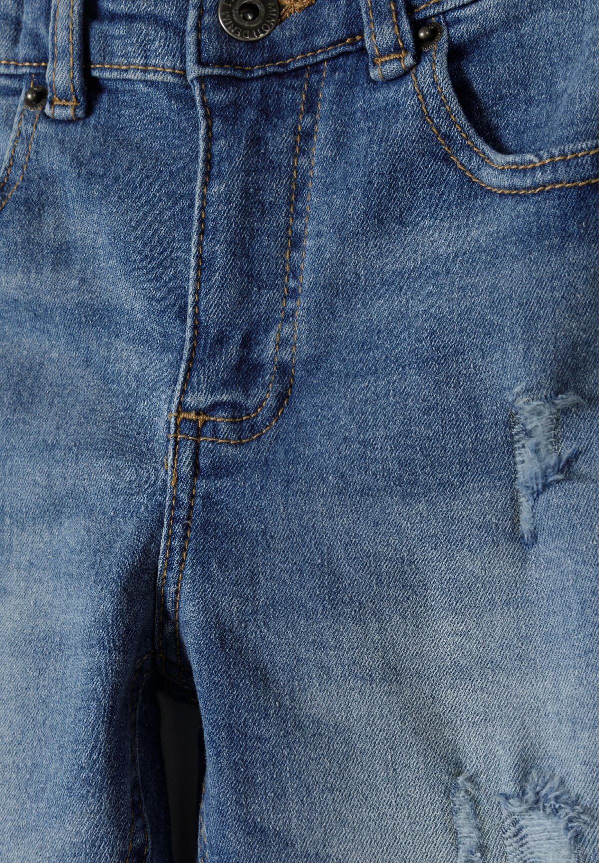 Straight Leg Jeans, Navy Ripped - 3