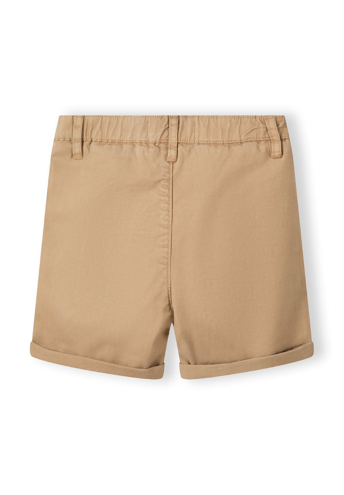 Light blue and beige grandad collar shirt and shorts set, shorts back.