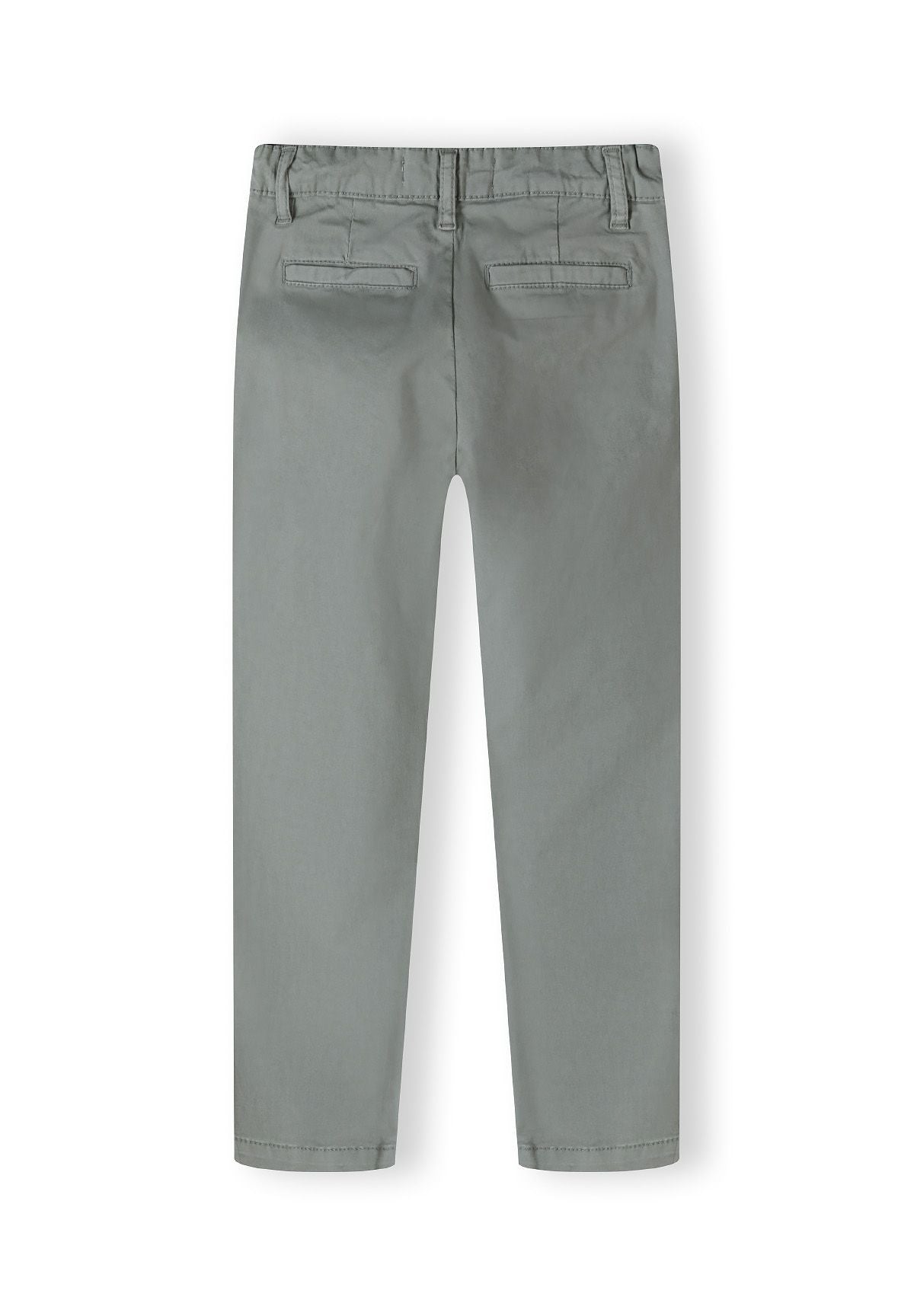 Boys chino trousers in grey, back view with adjustable waistband.