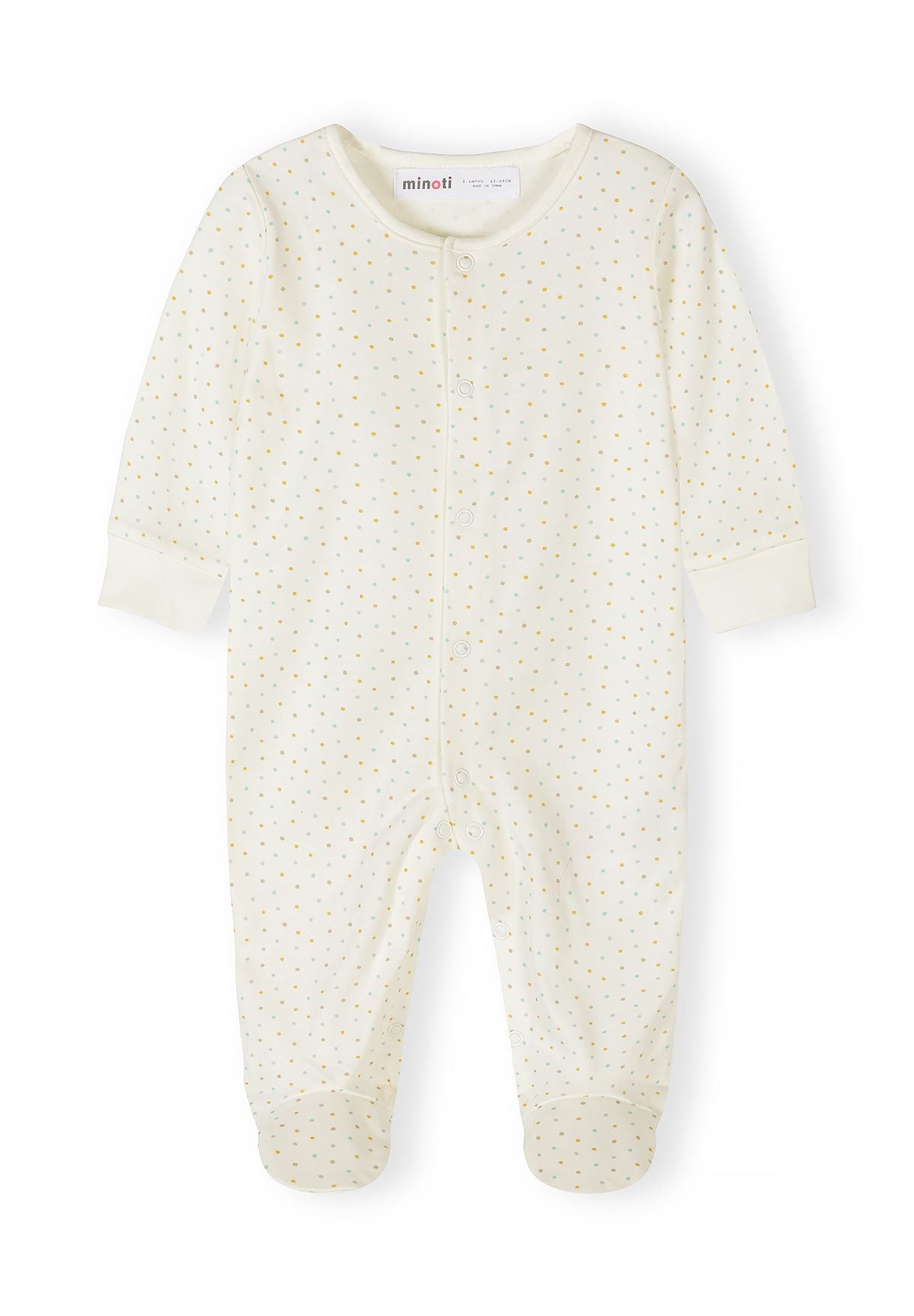 Cotton Sleepsuits 3-Pack, Safari, Cream Mint - 3
