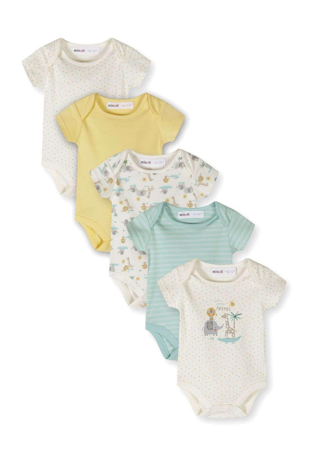 Short Sleeve Bodysuits 5-Pack, Safari Print, Cream - 1