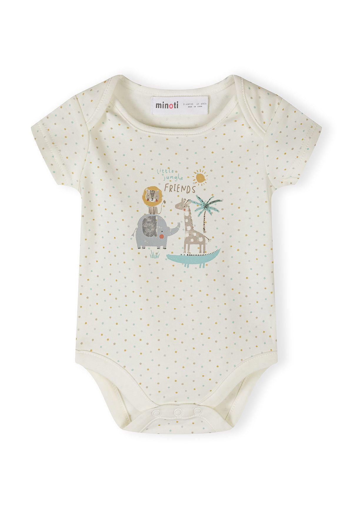 Short Sleeve Bodysuits 5-Pack, Safari Print, Cream - 2
