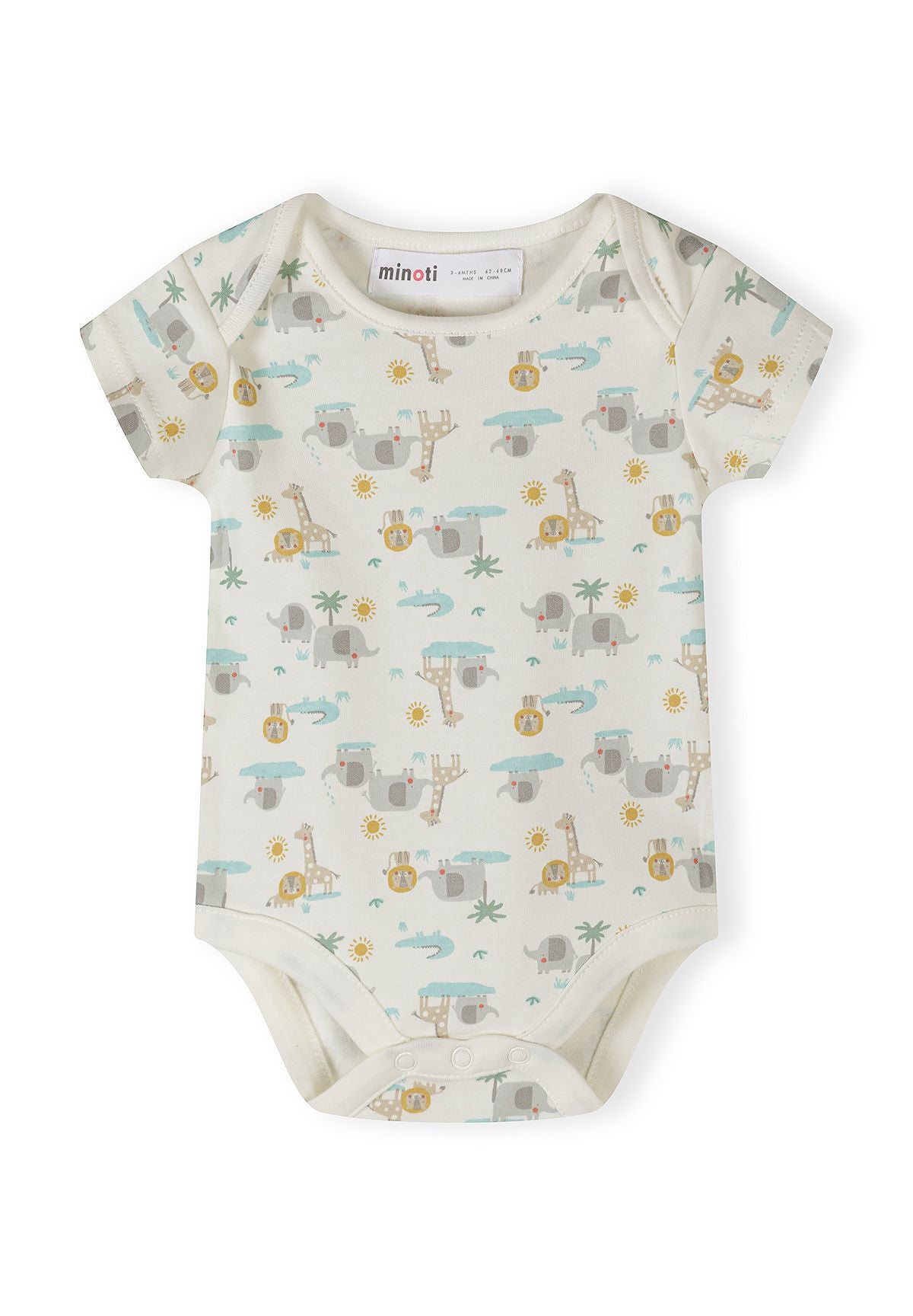 Short Sleeve Bodysuits 5-Pack, Safari Print, Cream - 4