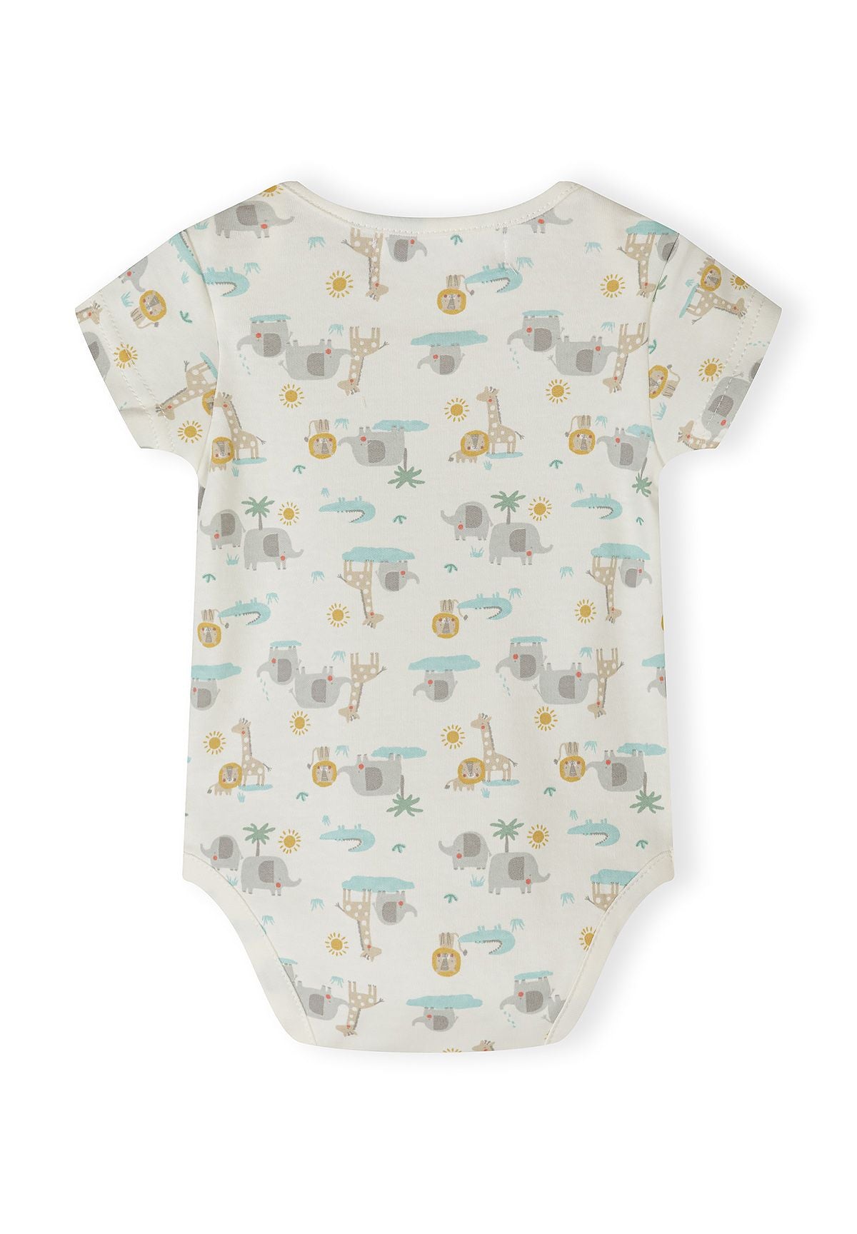 Short Sleeve Bodysuits 5-Pack, Safari Print, Cream - 7