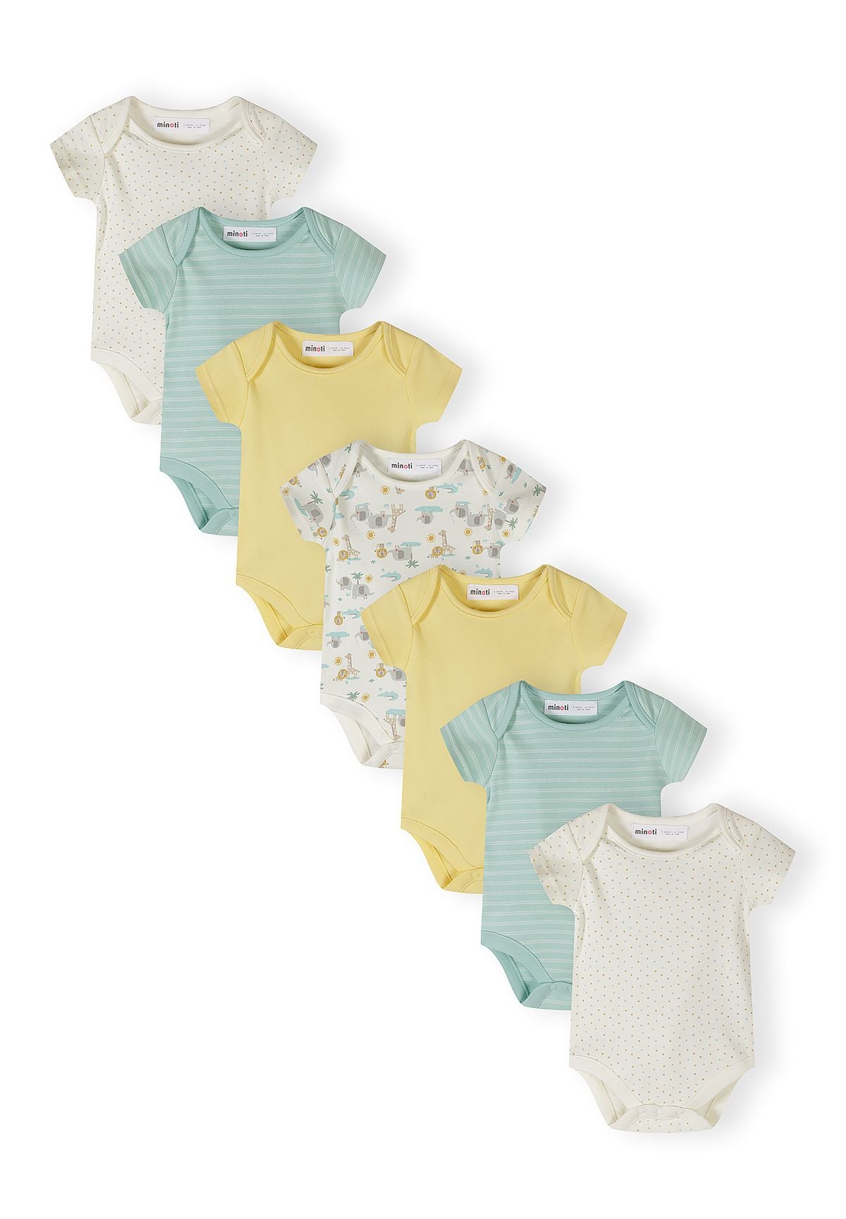 Short Sleeve Bodysuits 7-Pack, Safari, Cream Mint - 1
