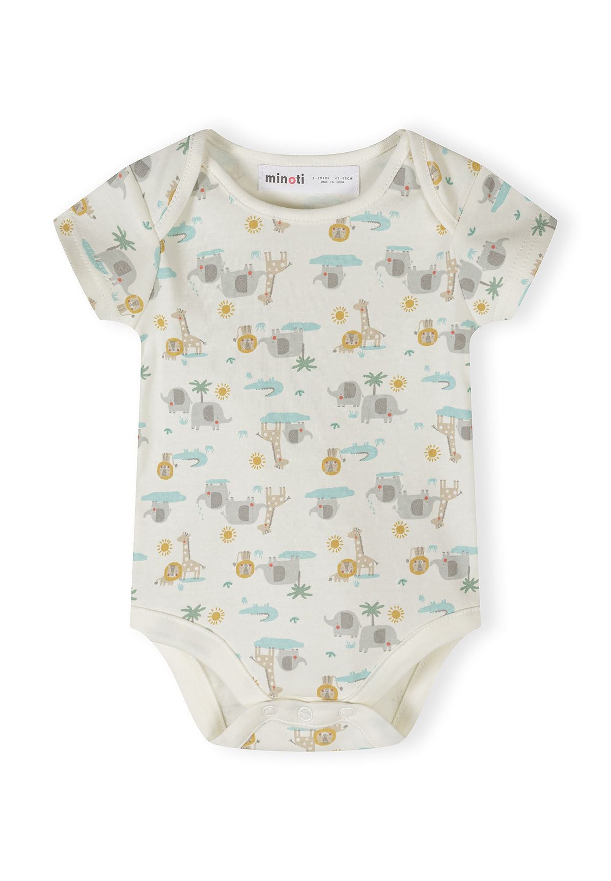 Short Sleeve Bodysuits 7-Pack, Safari, Cream Mint - 4