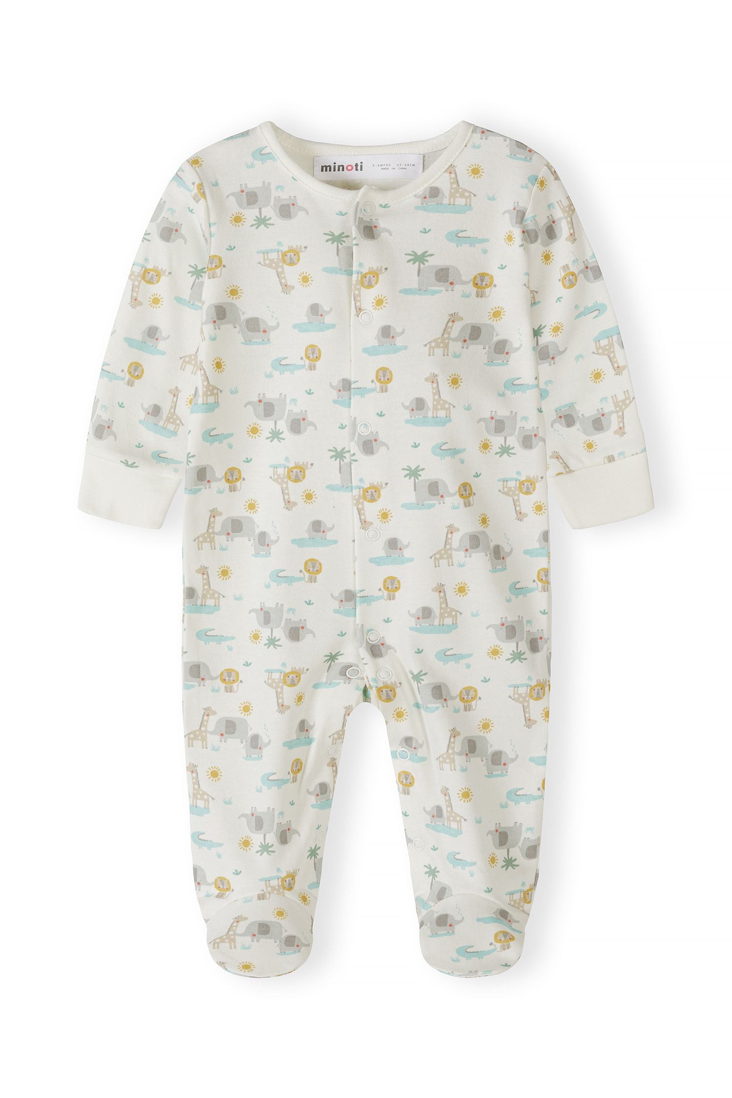 Baby Sleepsuit Gift Set 5-Pack, Safari Print, Cream - 4