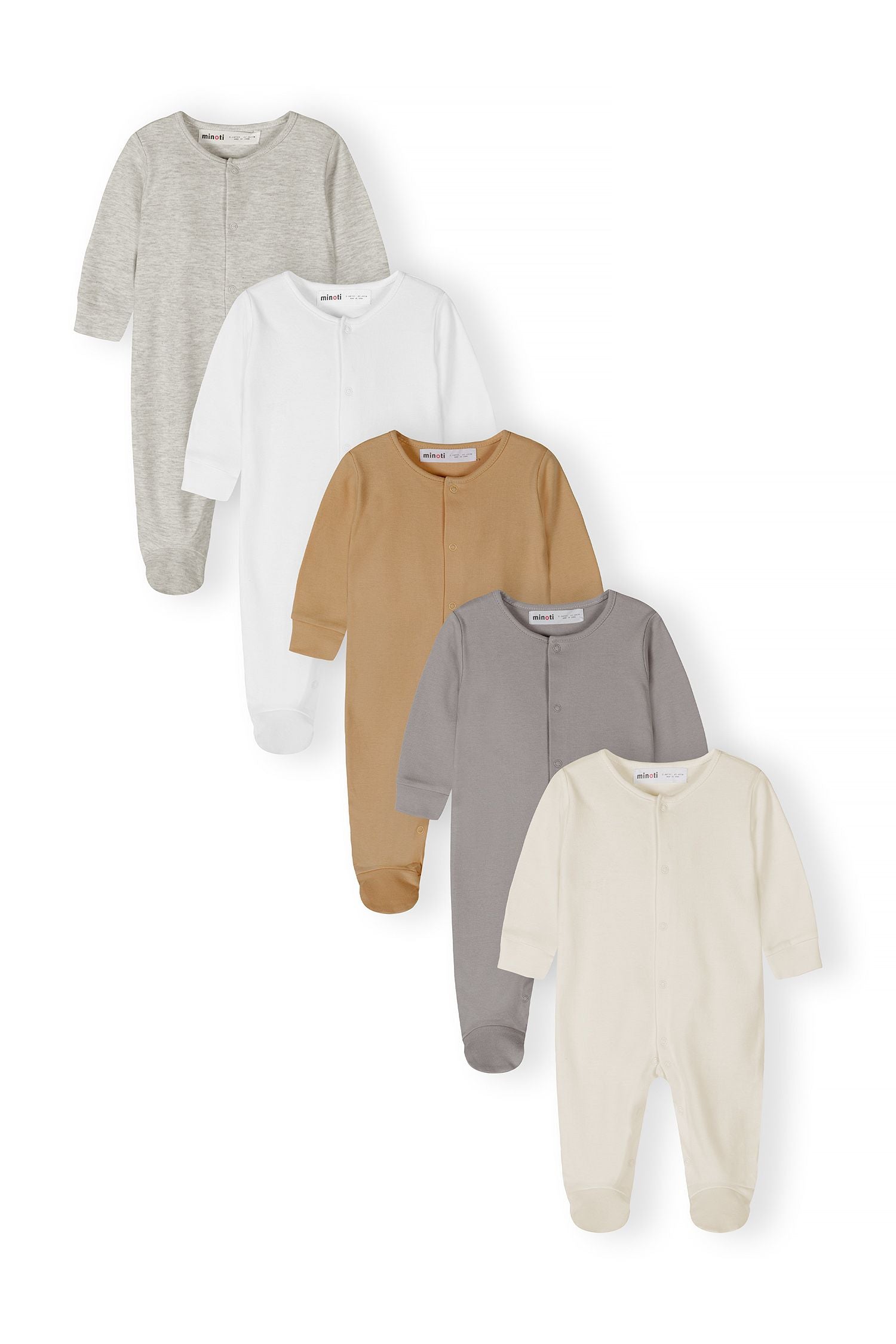 Sleepsuits 5-Pack, Long Sleeve, Neutral - 1