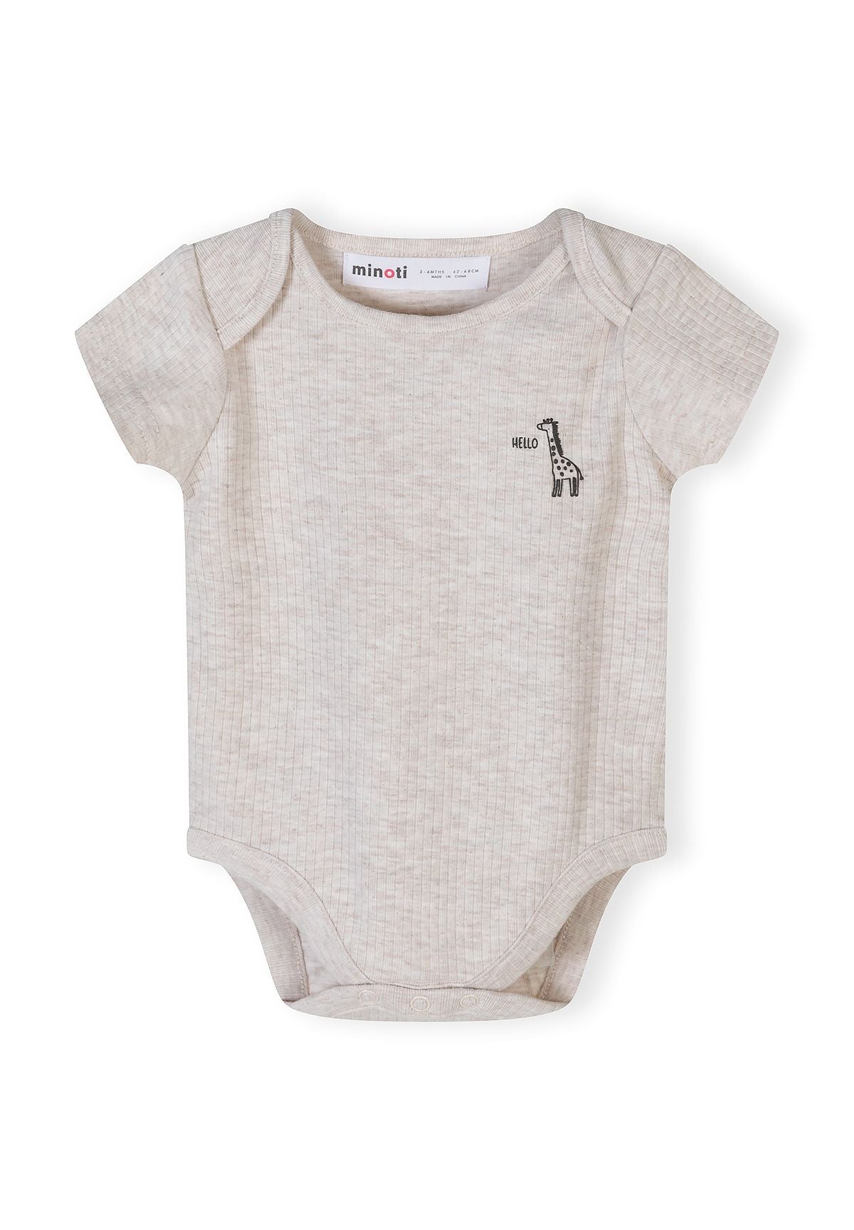 Short Sleeve Bodysuits 3-Pack, Giraffe Print, Beige Brown - 4