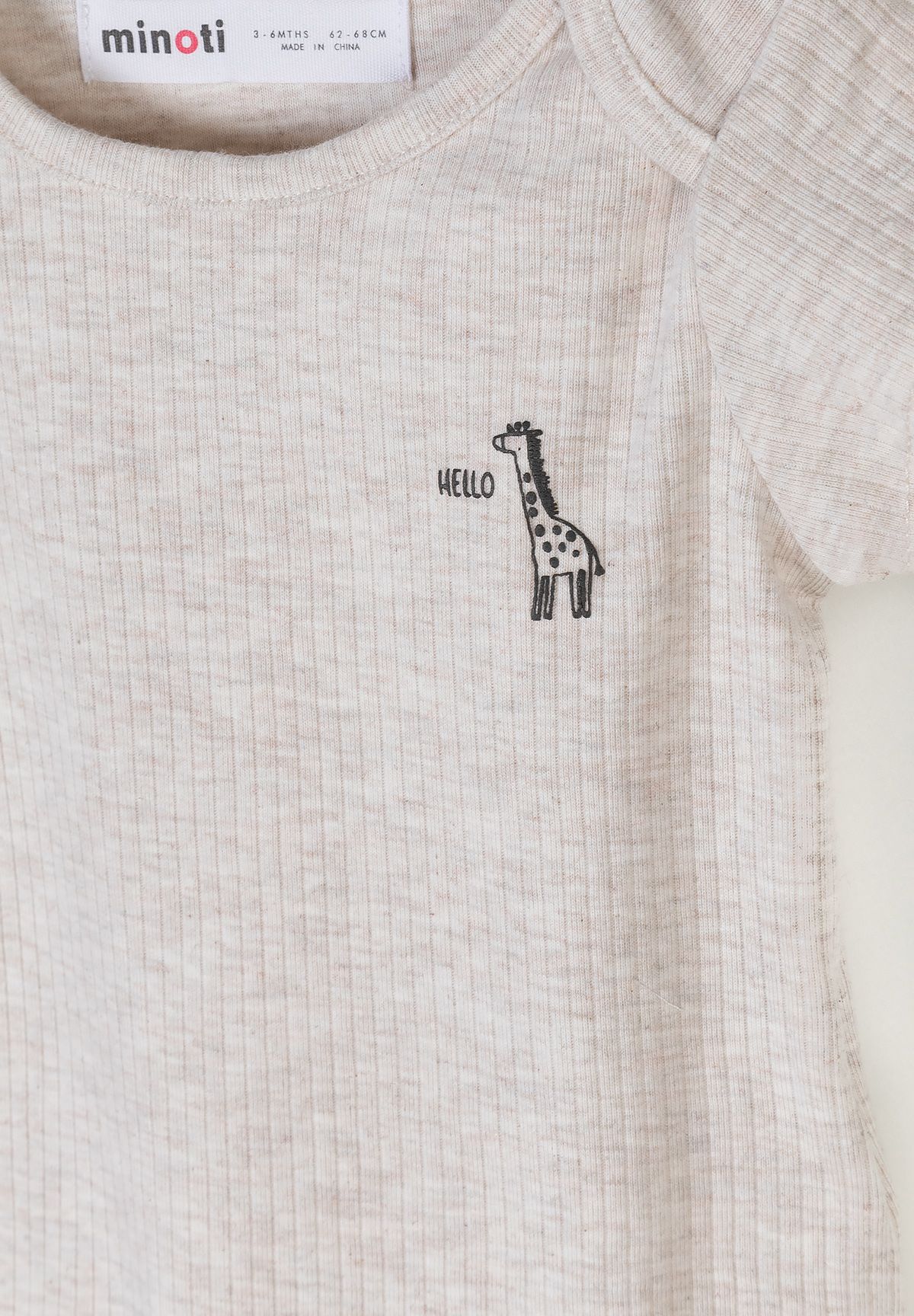Short Sleeve Bodysuits 3-Pack, Giraffe Print, Beige Brown - 6