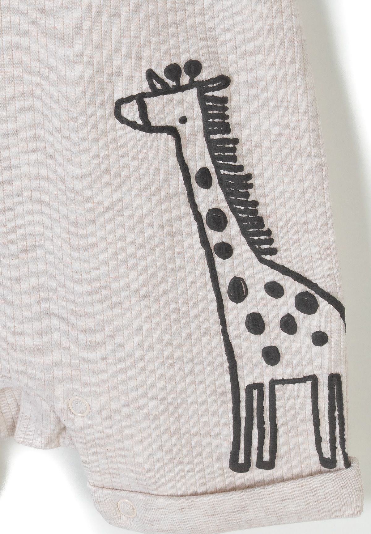 Ribbed Rompers 3-Pack, Giraffe & Stripe, Beige Brown - 6