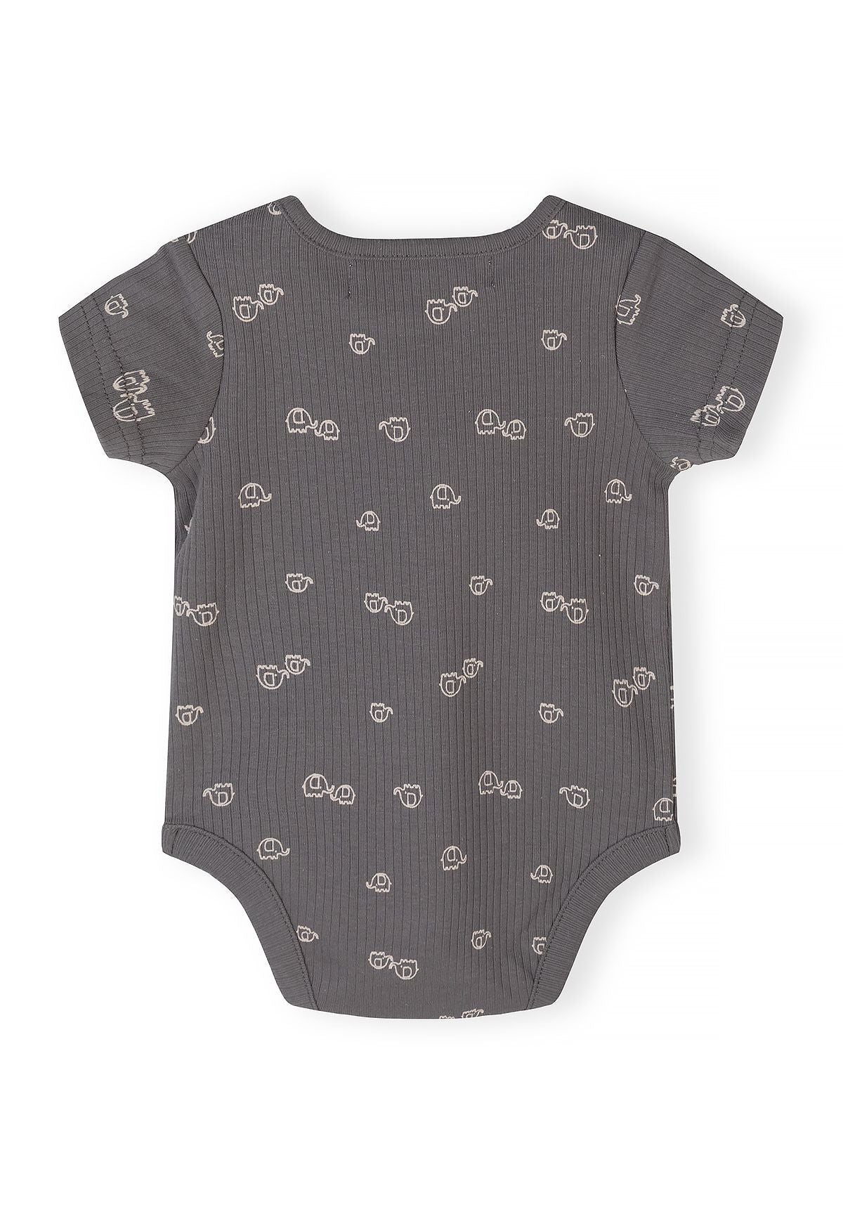 Ribbed Bodysuits 3-Pack, Elephant & Stripes, Neutral - 5