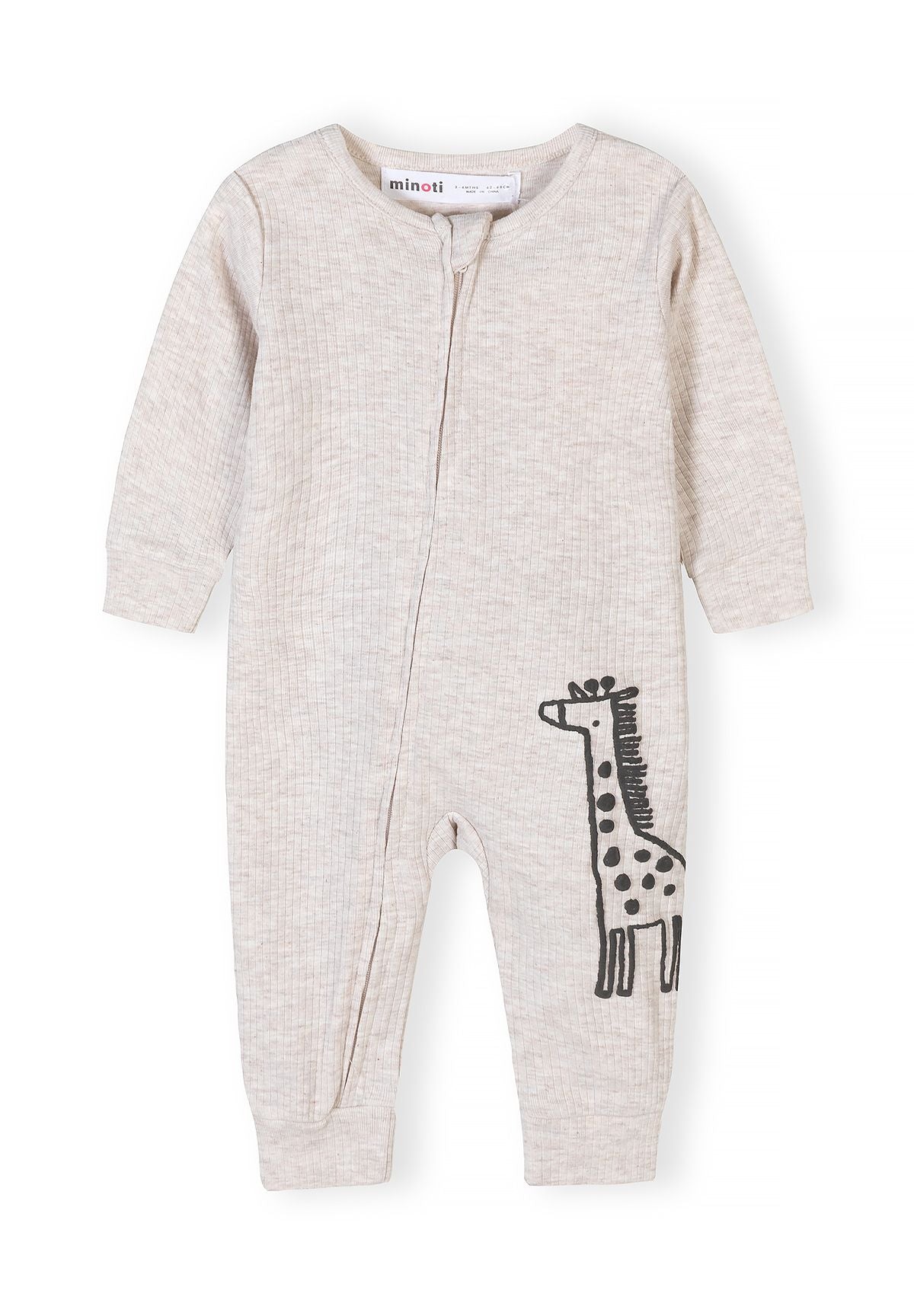 Baby Rompers 3-Pack, Ribbed Giraffe, Neutral - 2