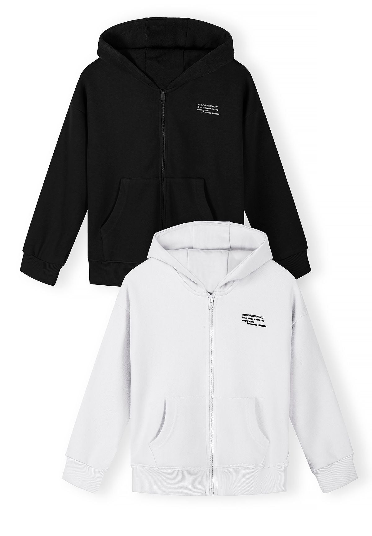 Zip-Up Hoodies 2-Pack, Black & White - 2