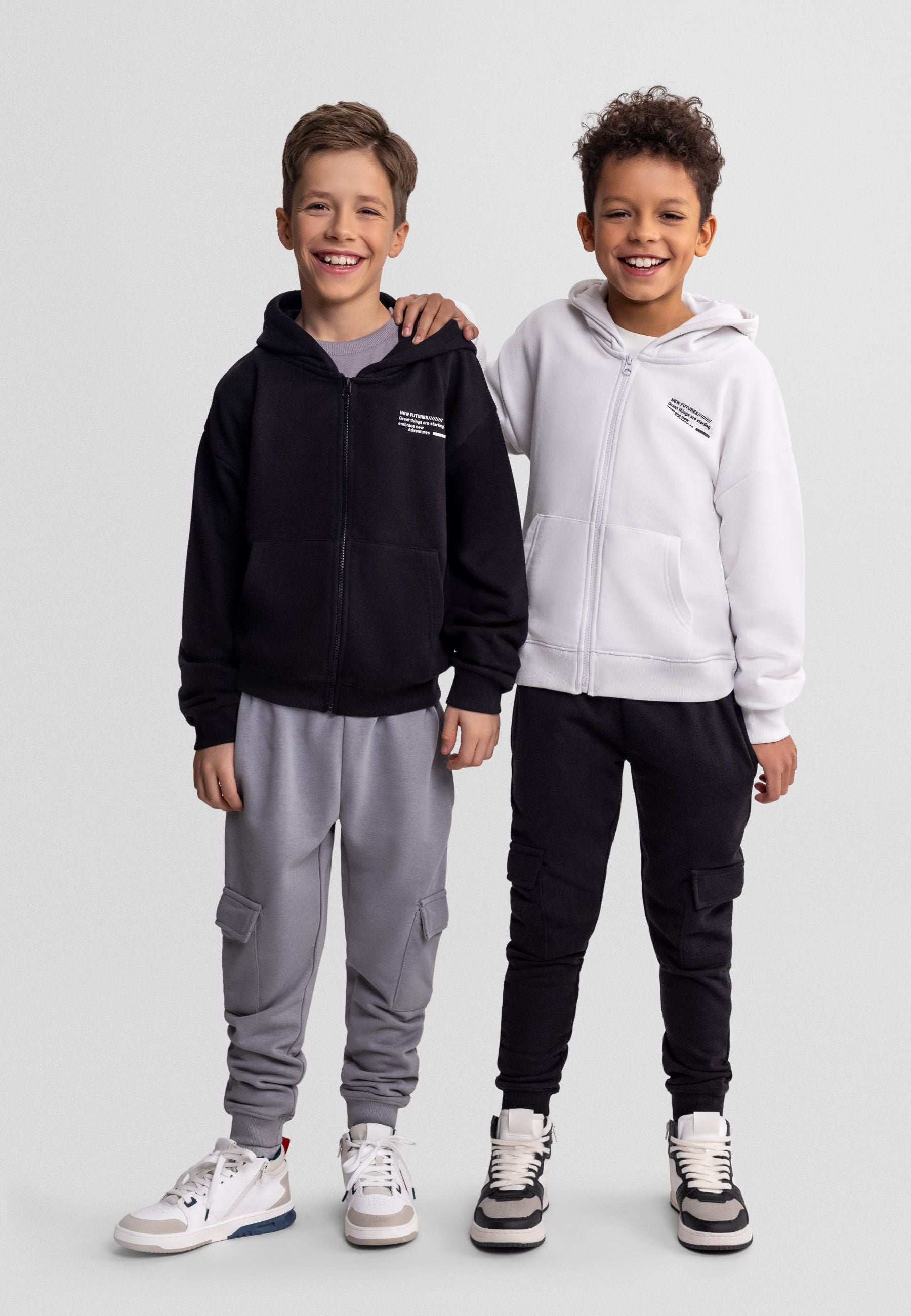 Zip-Up Hoodies 2-Pack, Black & White - 1