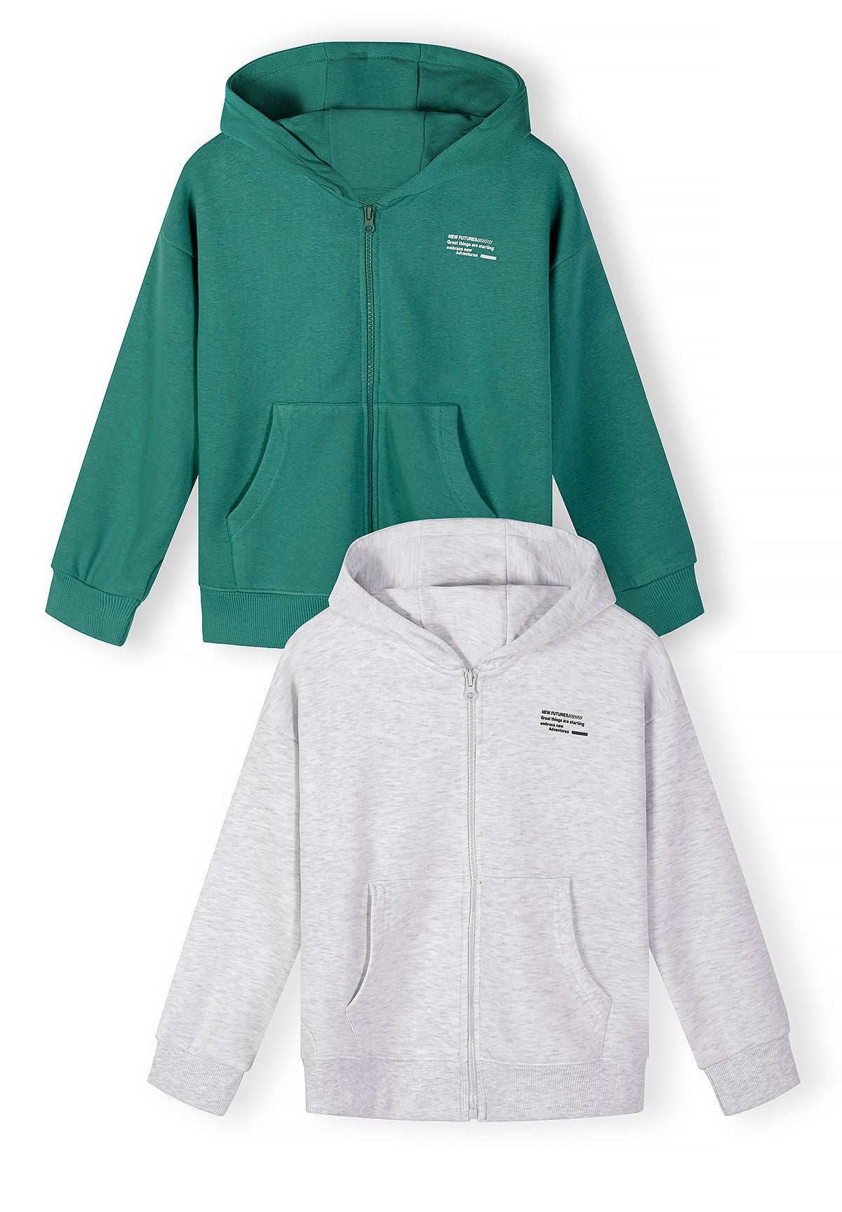 Zip Hoodies 2-Pack, Grey & Petrol - 2