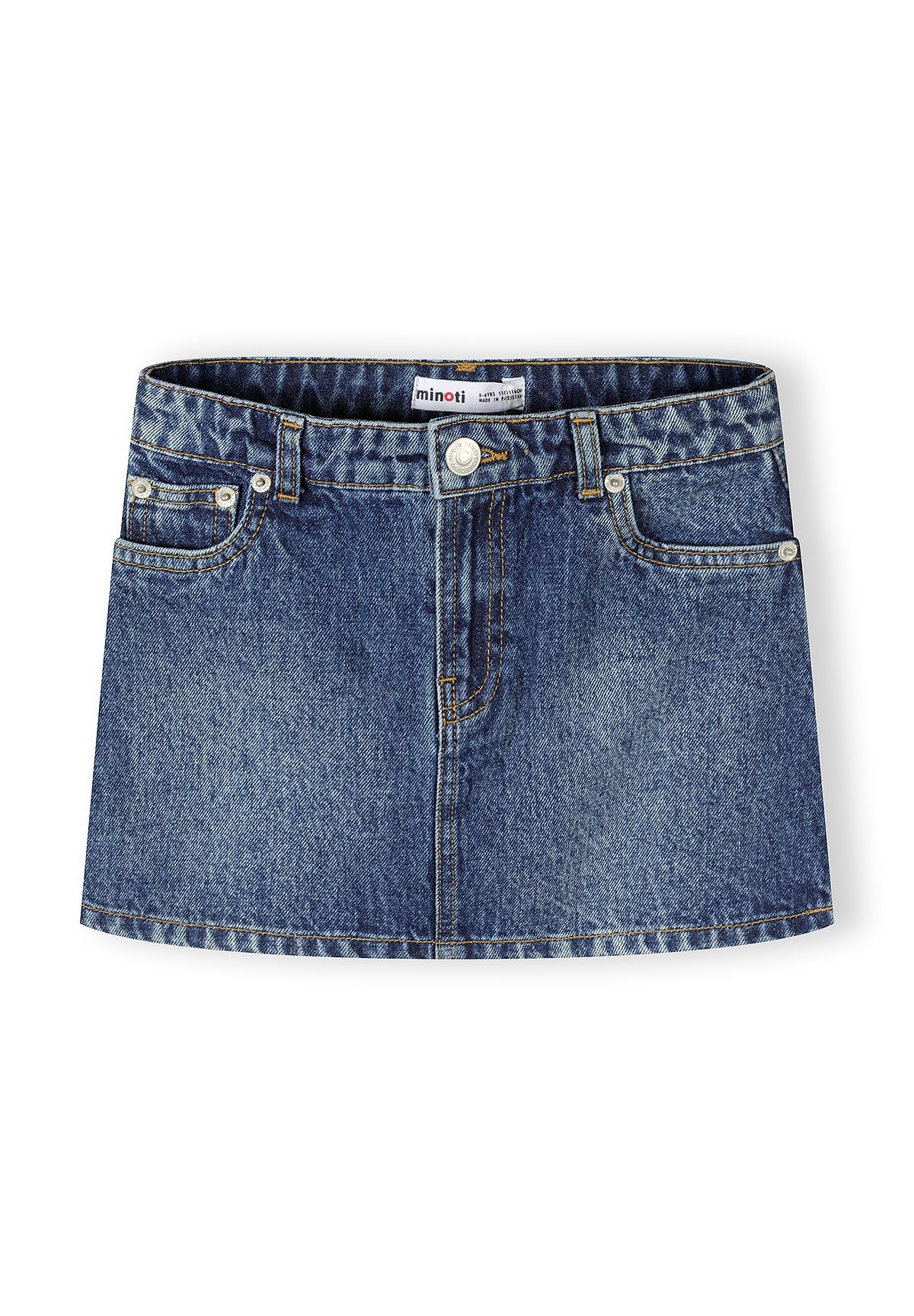 Denim A-Line Skirt, Dark Blue - 2
