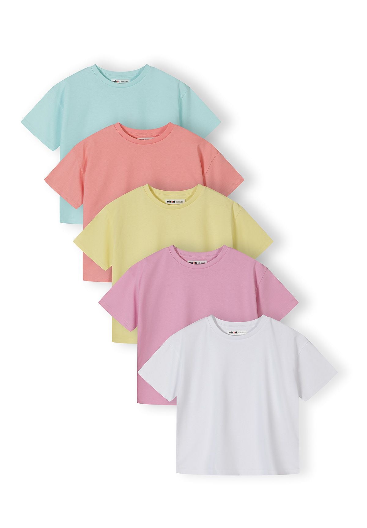 Ribbed T-Shirts 5-Pack, Pastel Mix - 1