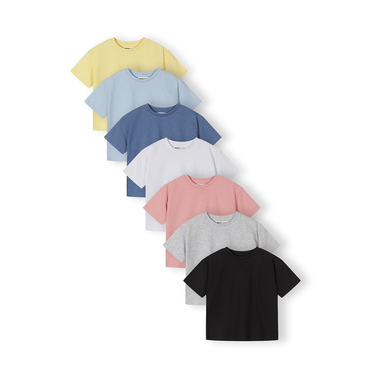 Girls' boxy t-shirts 7-pack in mixed colours — complete product view for square Shop card