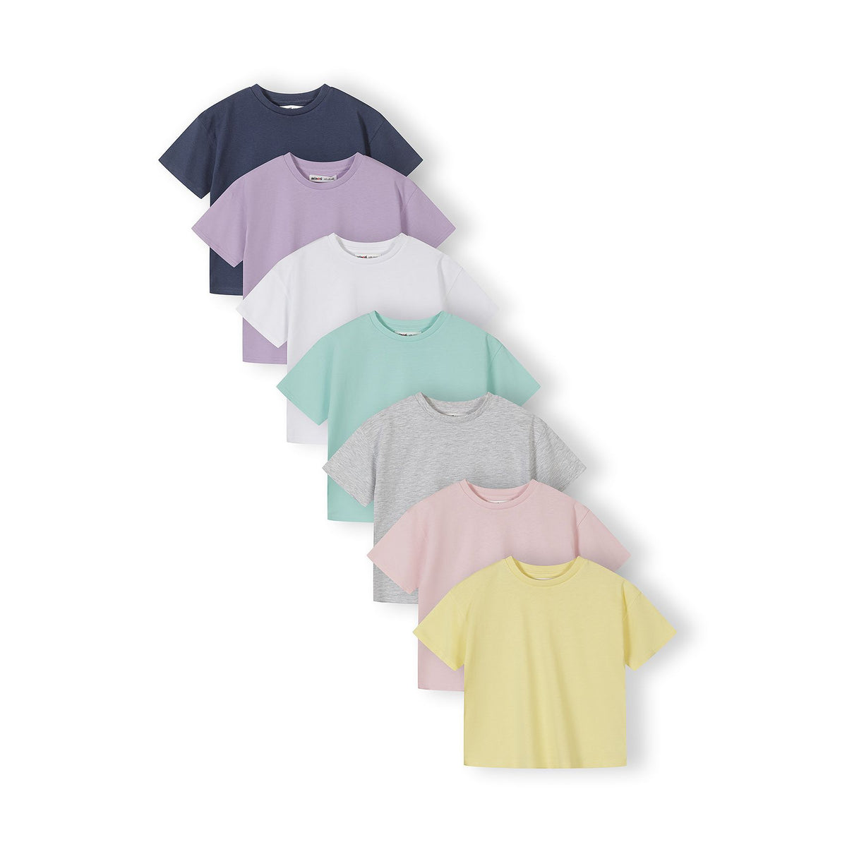 Girls' boxy t-shirts 7-pack in mixed colours — complete product view for square Shop card