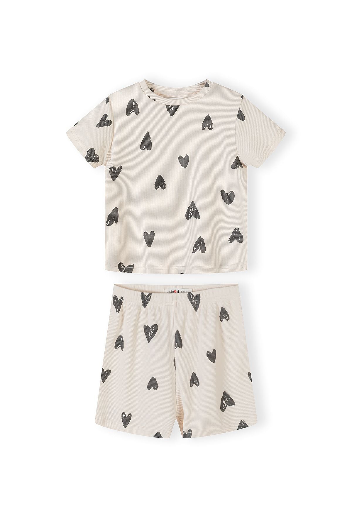 Ribbed Pyjamas 3-Pack Hearts Print Cream Grey - 2