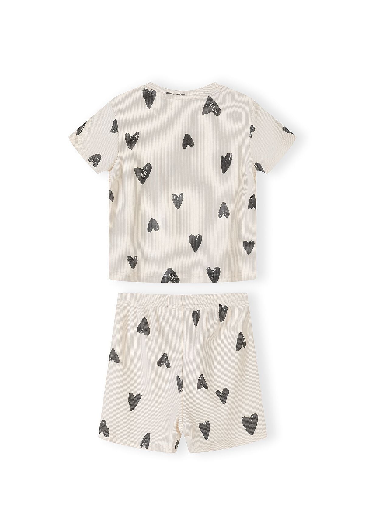 Ribbed Pyjamas 3-Pack Hearts Print Cream Grey - 3