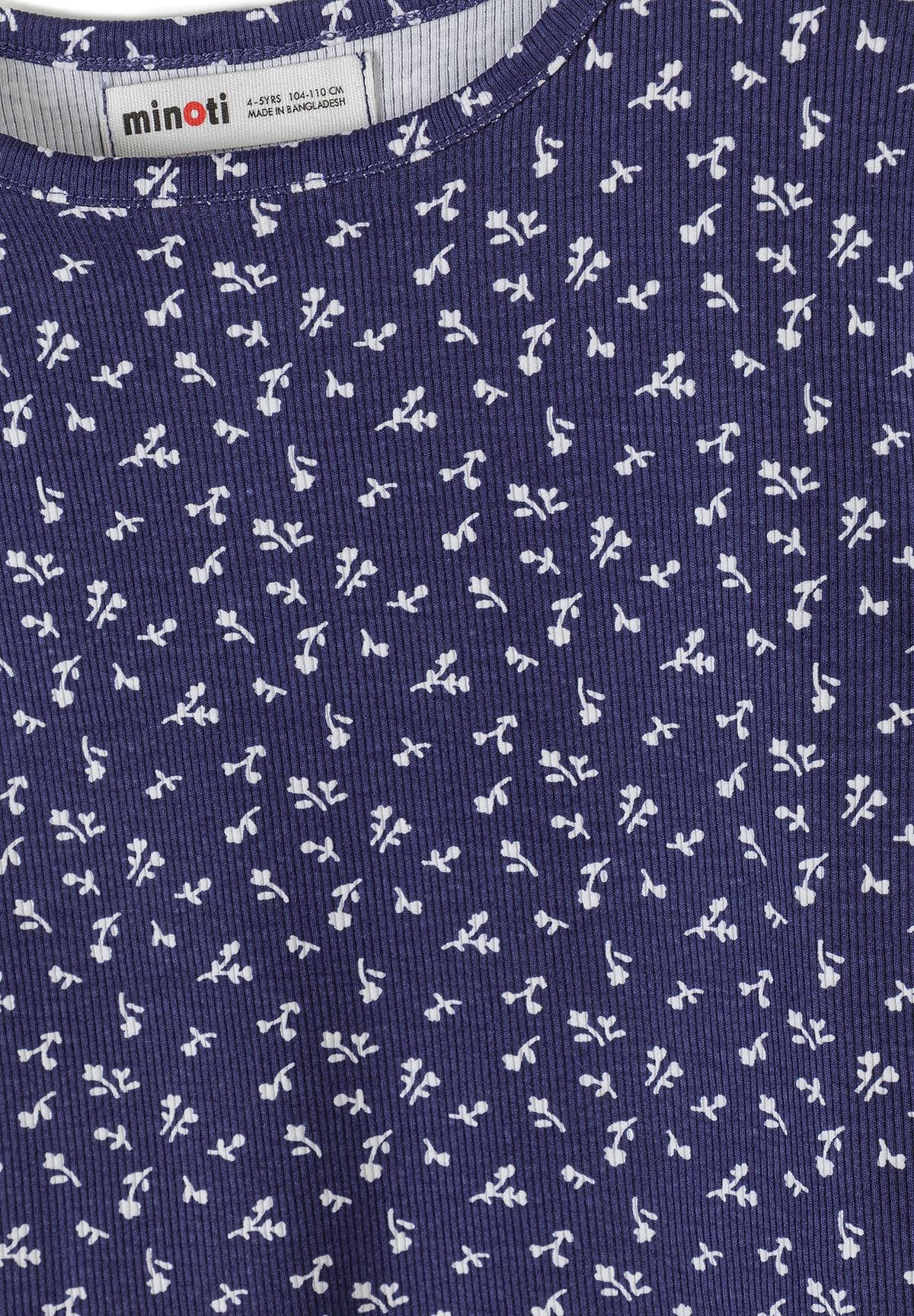 Ribbed Pyjamas 2-Pack, Floral Print, Navy White - 6