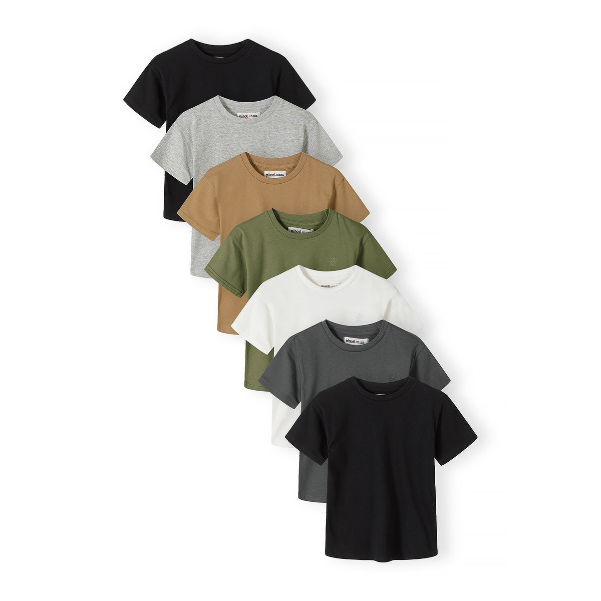 Boys' crew neck t-shirts 7-pack in mixed colours — complete product view for square Shop card