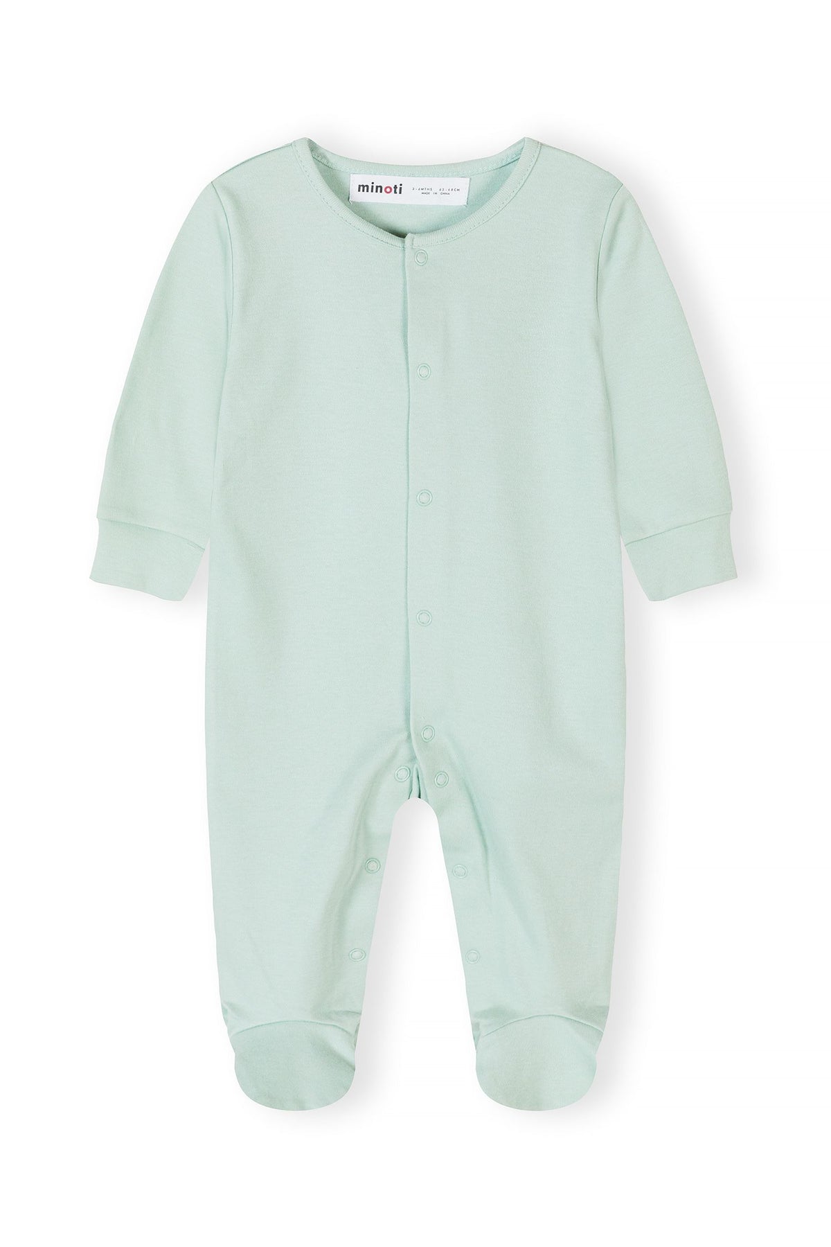 White, mint, lilac and pink sleepsuits, pale mint front.