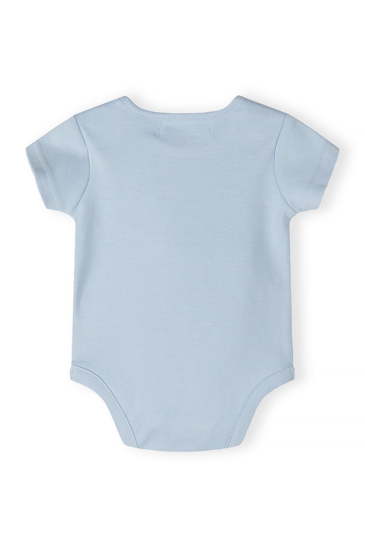 Light blue and cream short-sleeved bodysuits, blue back.