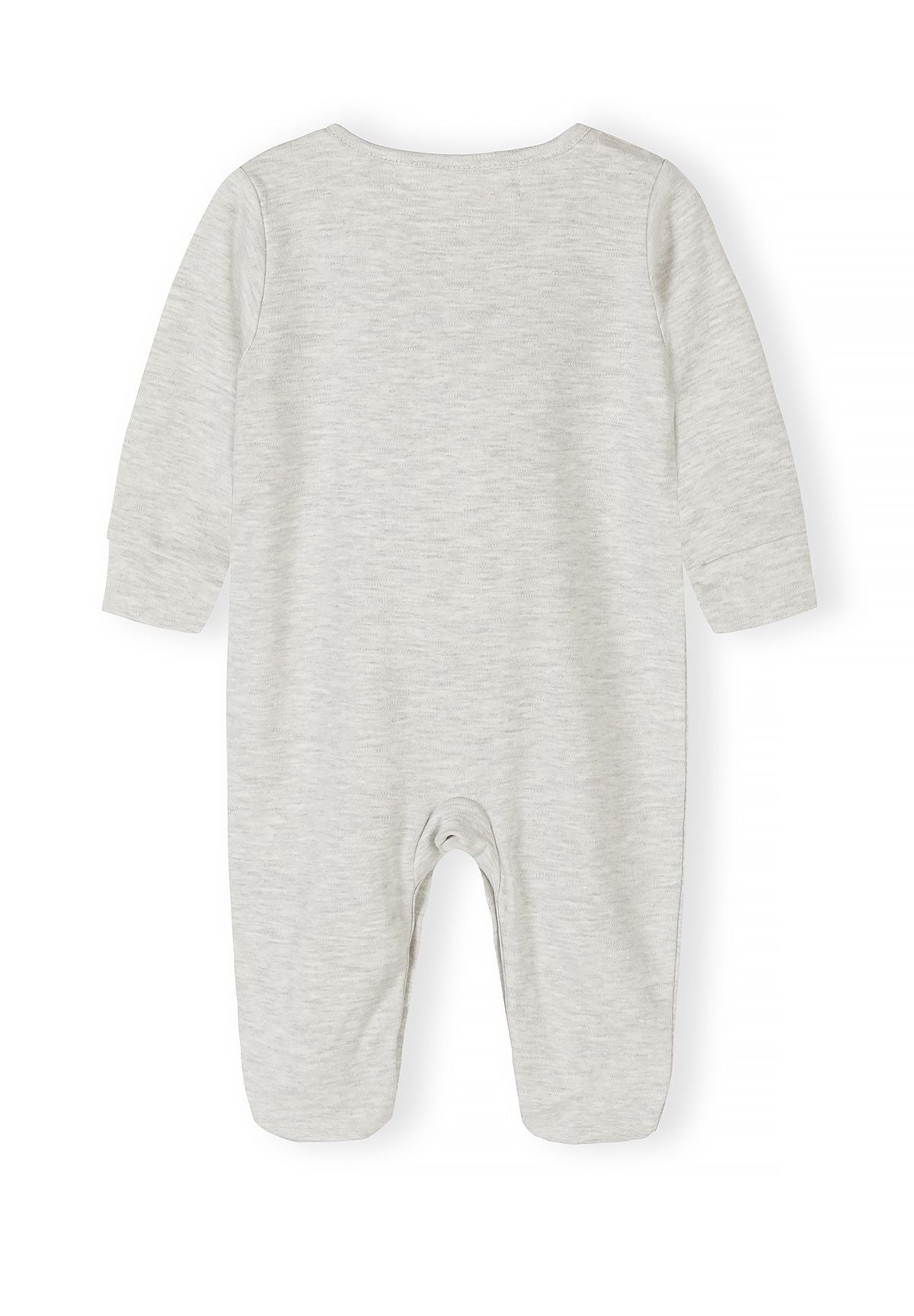 Boys long sleeve sleepsuit, back view, features elasticated cuffs.