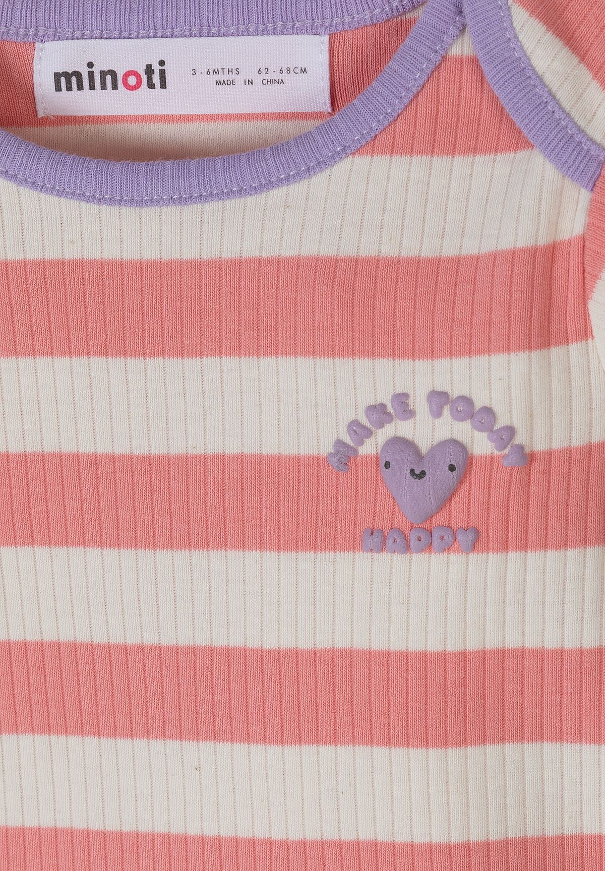 Short Sleeve Bodysuits 3-Pack, Striped Ribbed, Pastel - 6