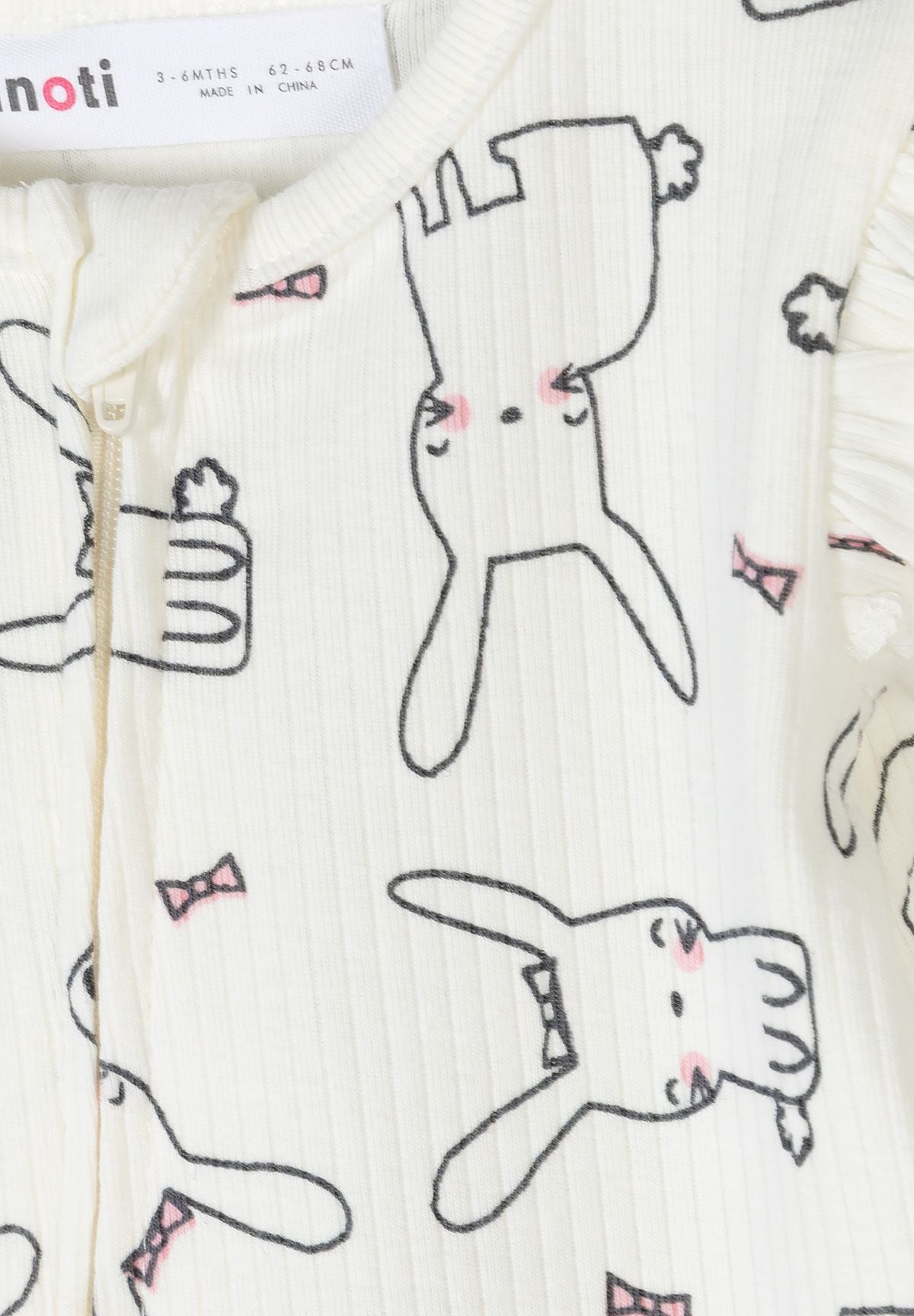 Sleepsuits 3-Pack Ribbed Stripe Bunny Pink - 6