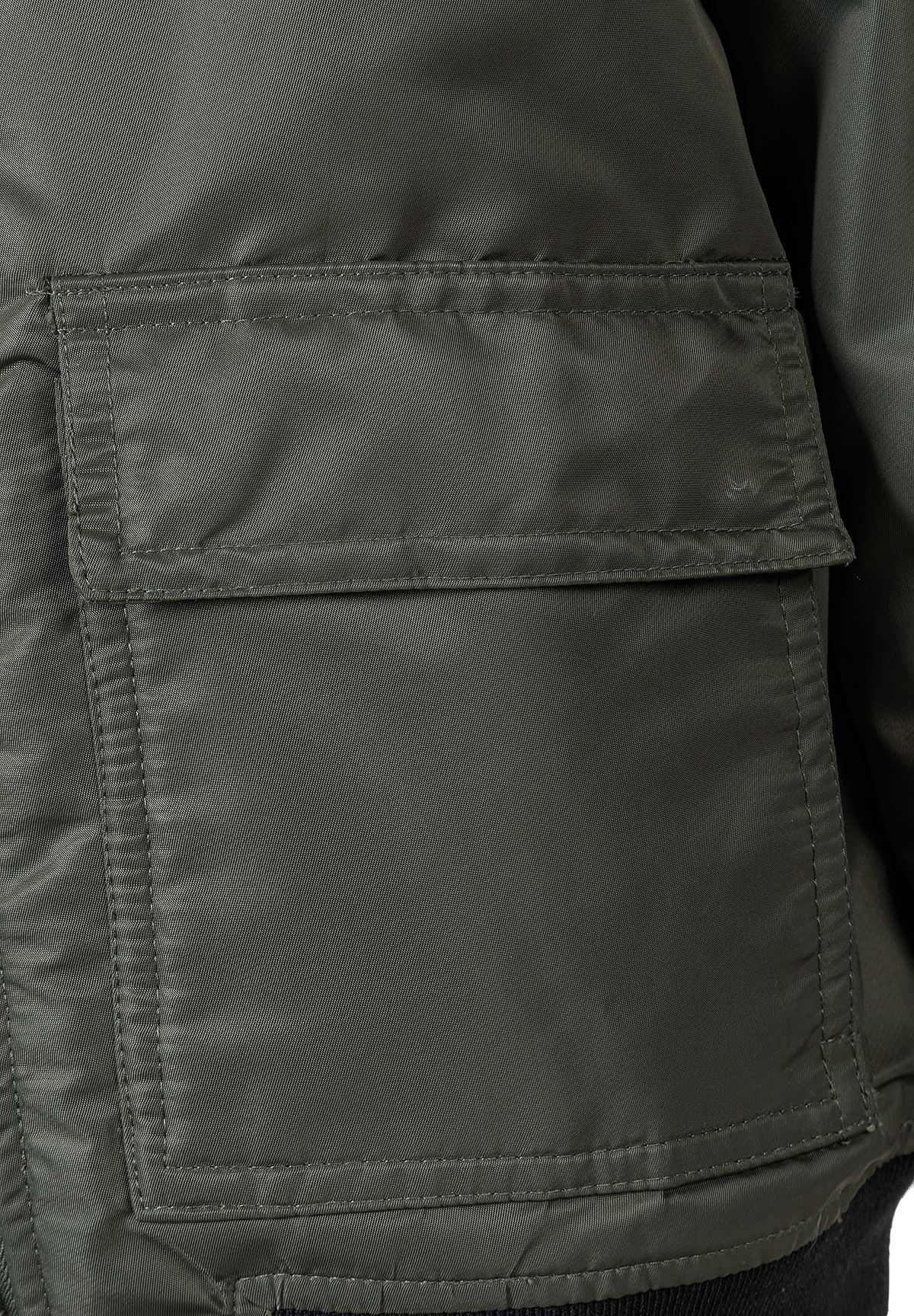 Bomber Jacket Lightweight Khaki with Chest Pockets - 4