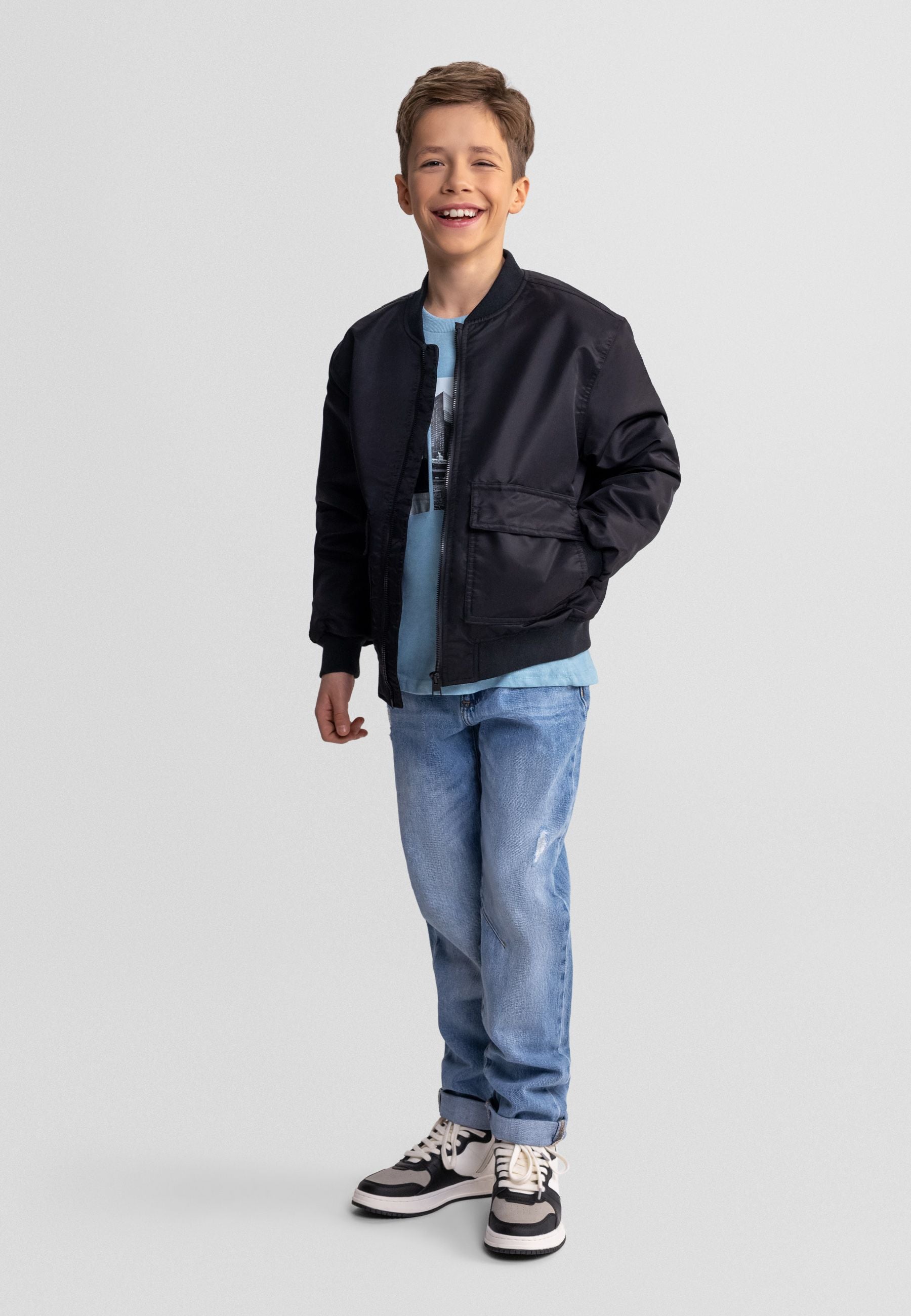 Bomber Jacket Lightly Padded, Black - 1