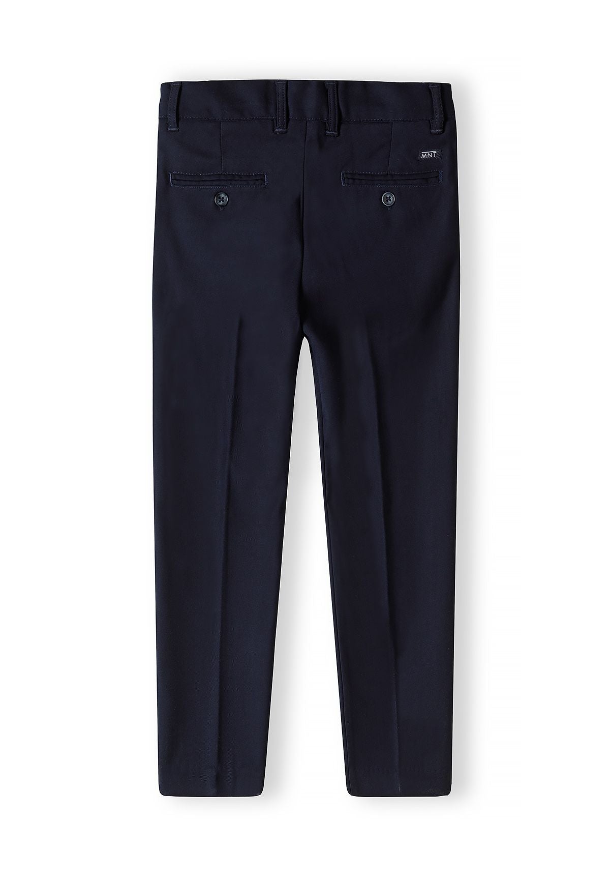 Navy suit trousers, trousers back.
