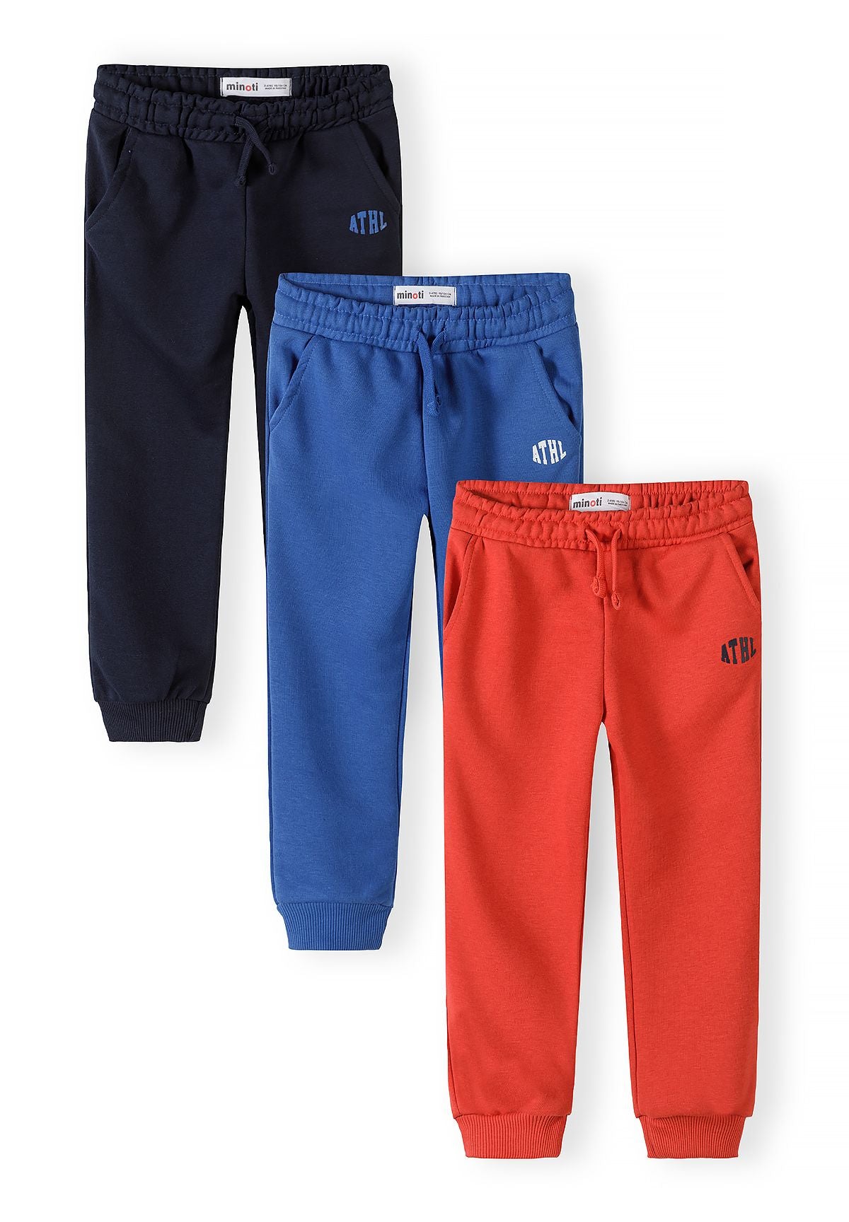 Joggers 3-Pack, Athletic ATHL Logo, Navy Blue Red - 2