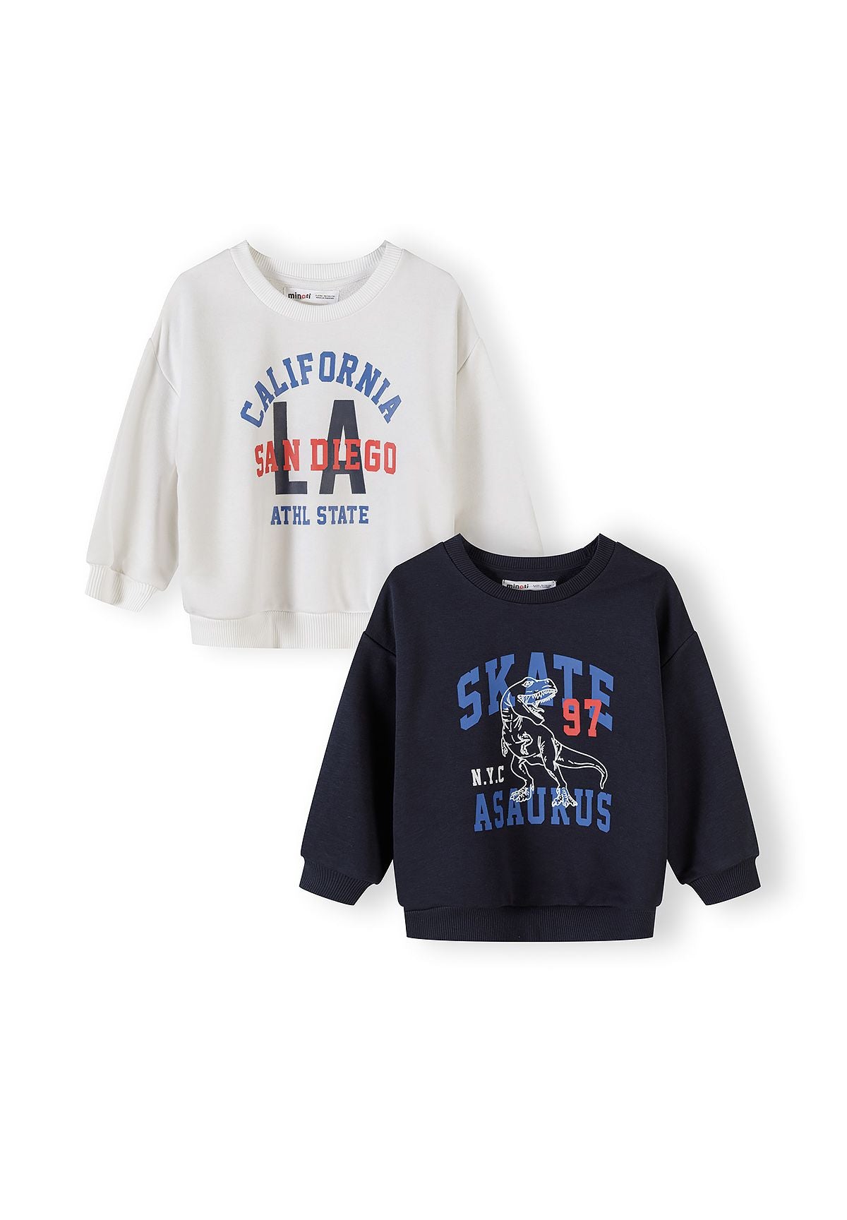 Sweatshirts 2-Pack, Dinosaur & California Print, Navy White - 1