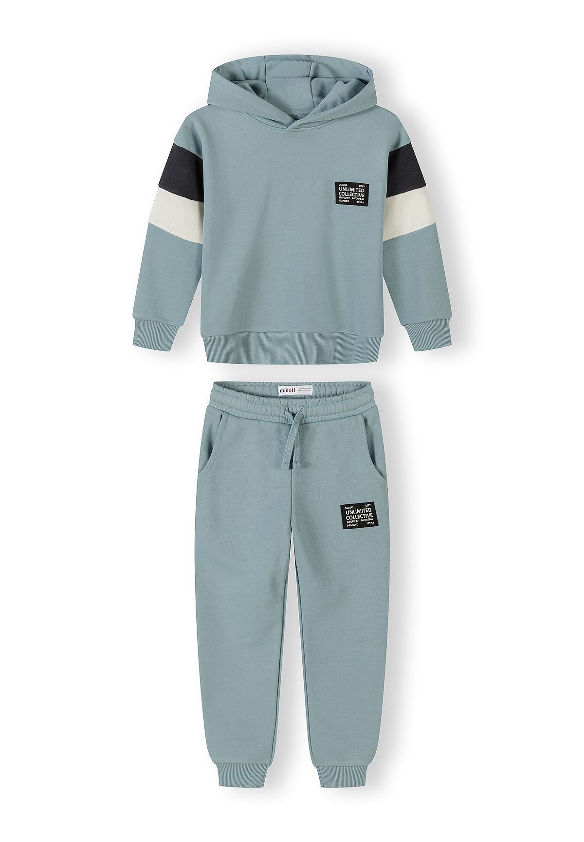 Hooded Tracksuit, Sage Blue, Contrast Panels - 1
