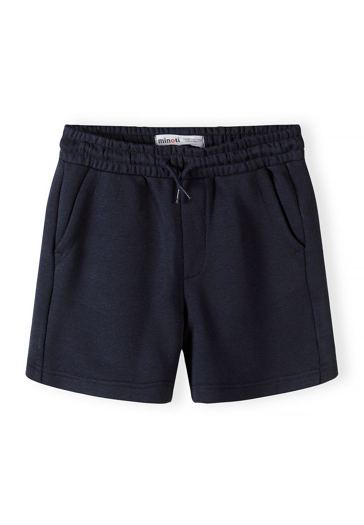 Light grey marl, blue and navy jogger shorts, navy front.