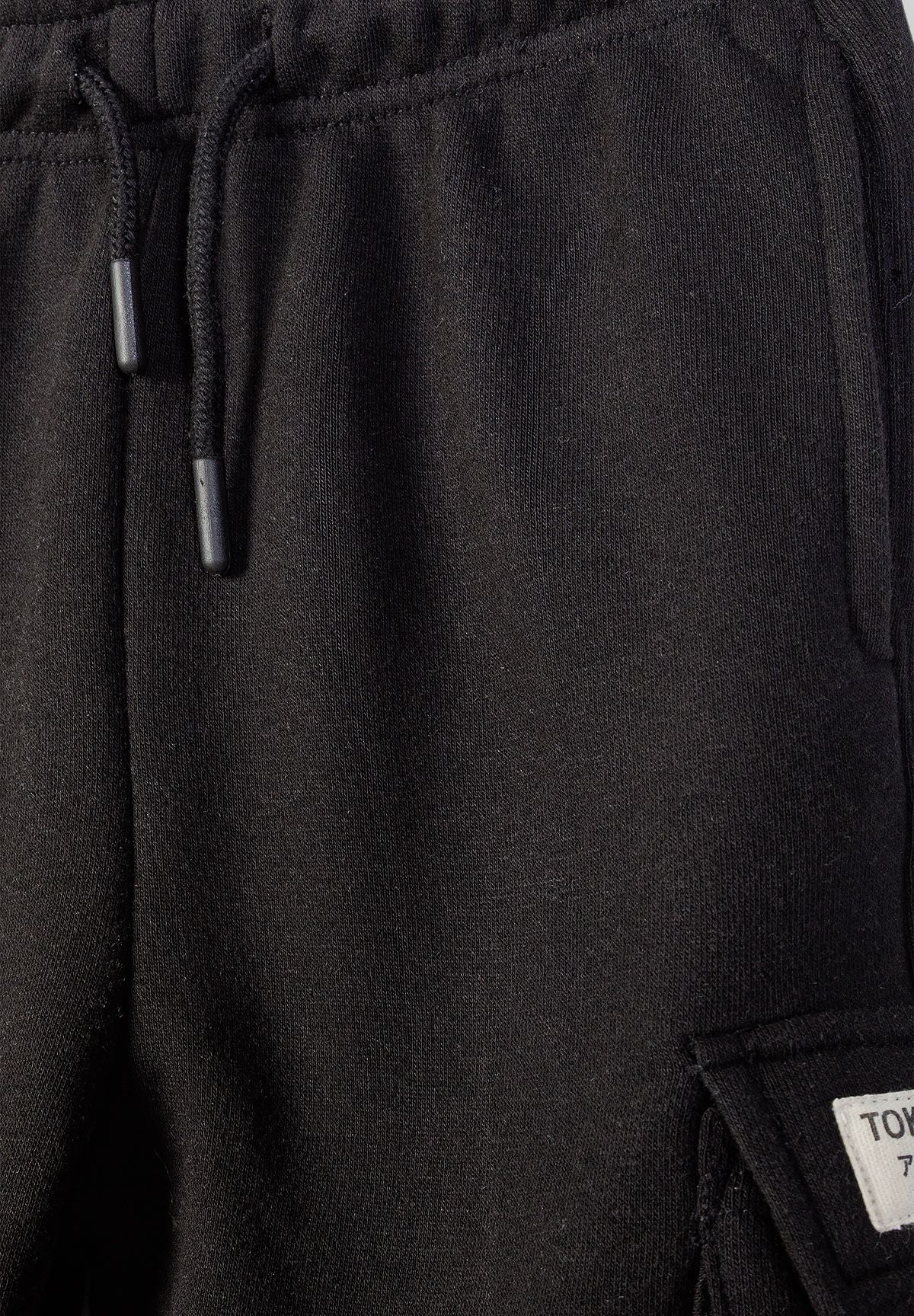 Sweatshirt & Cargo Shorts Set, Tokyo Print, Black - 6