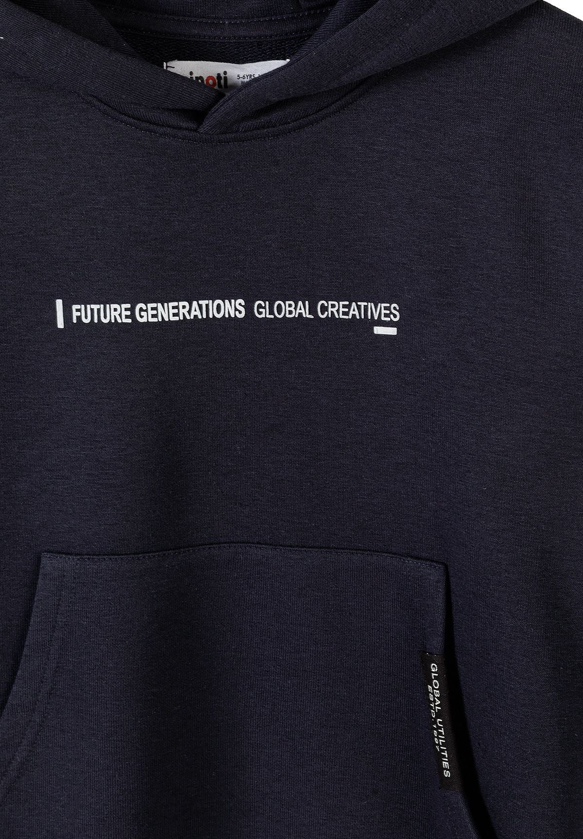 Hooded Tracksuit, Black, Text Print - 6