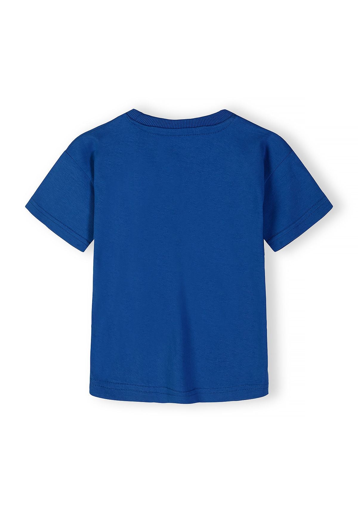 Boys royal blue short-sleeved t-shirt, back view.