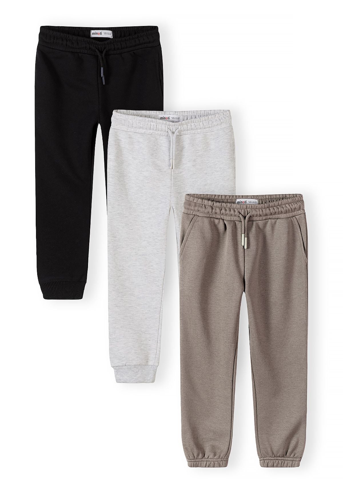 Joggers 3-Pack, Drawstring, Black Grey Beige - 1