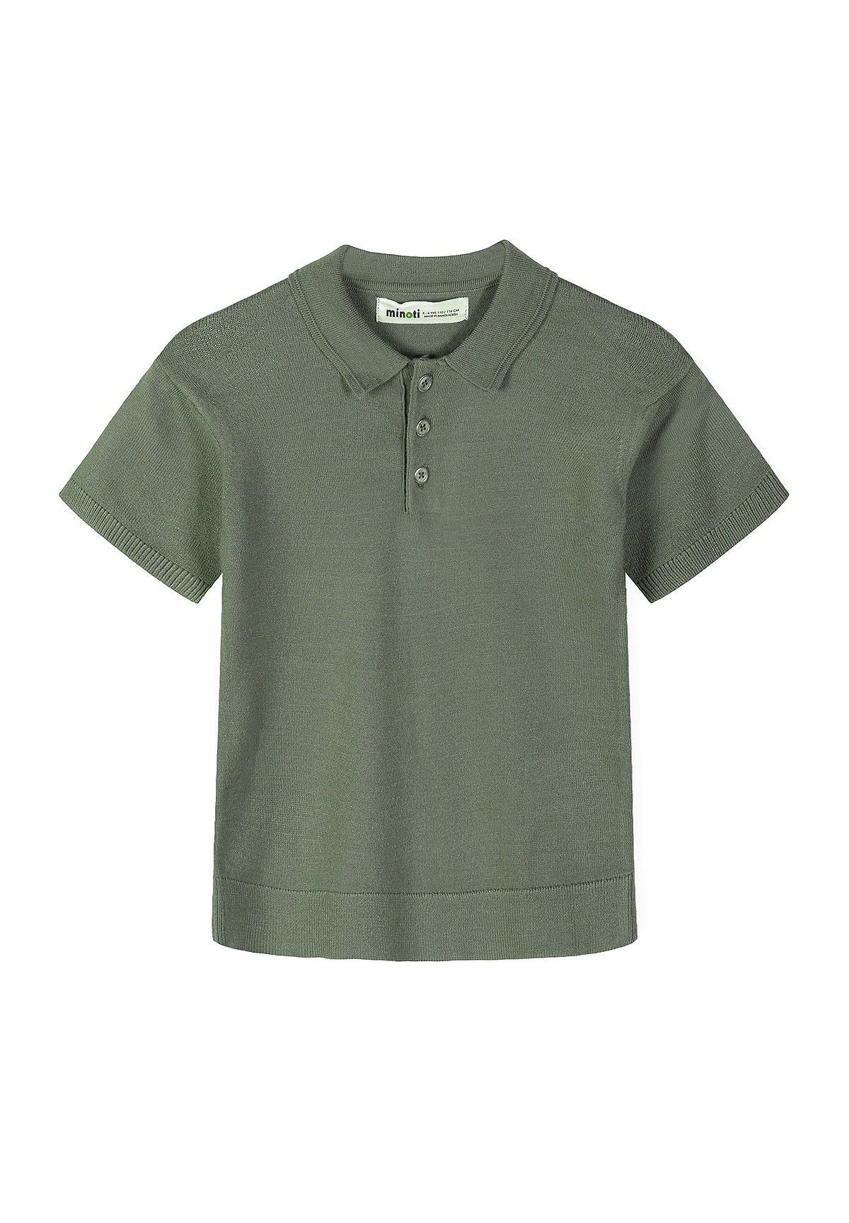 Boys long sleeve knitted polo shirt in deep forest, featuring a classic collar and buttoned placket.