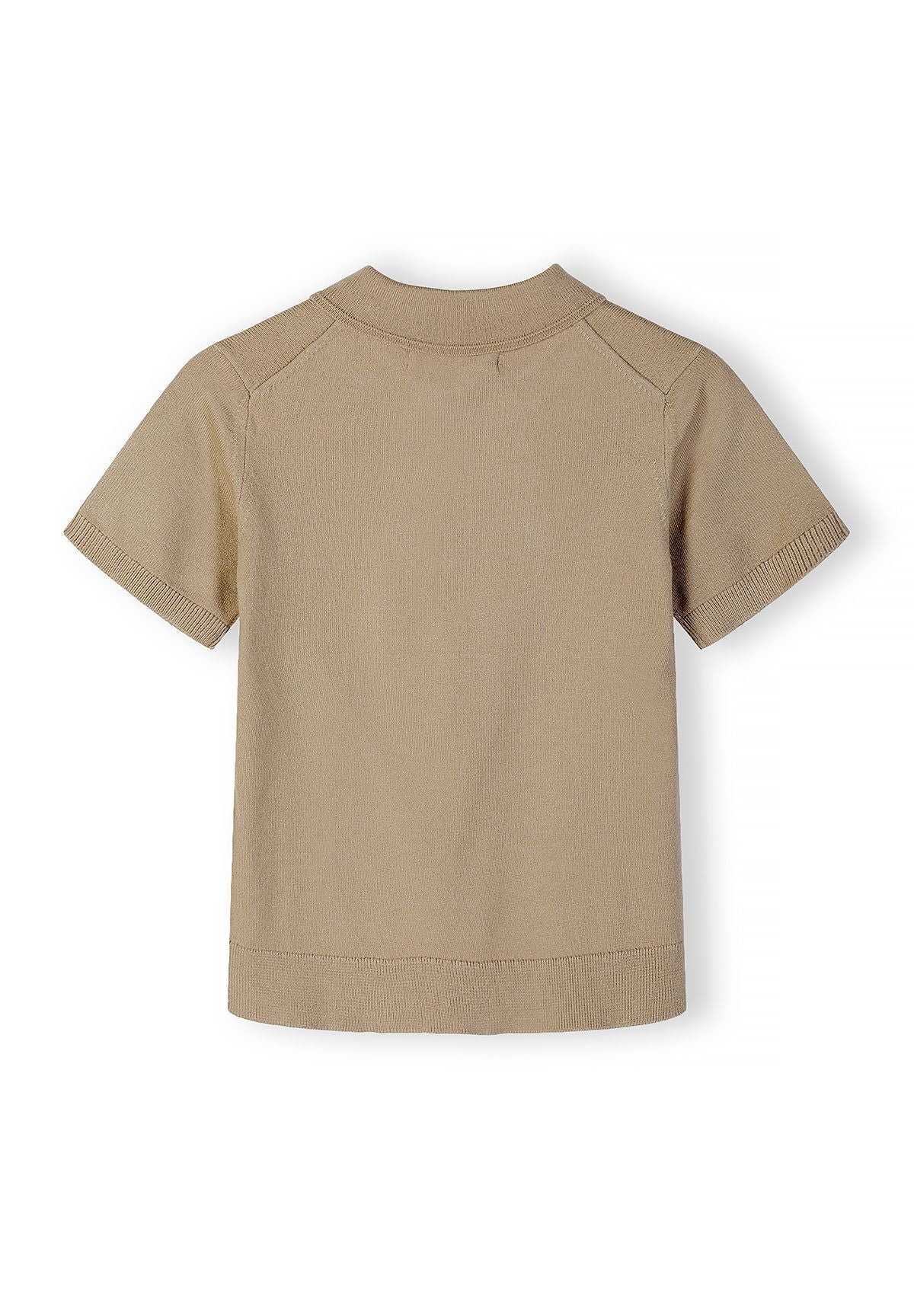 Boys knitted stone polo shirt, back view, short sleeves, classic collar.