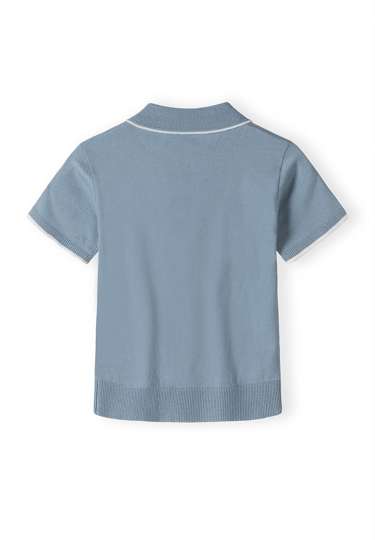 Blue and cream polo shirt and shorts set, polo back.
