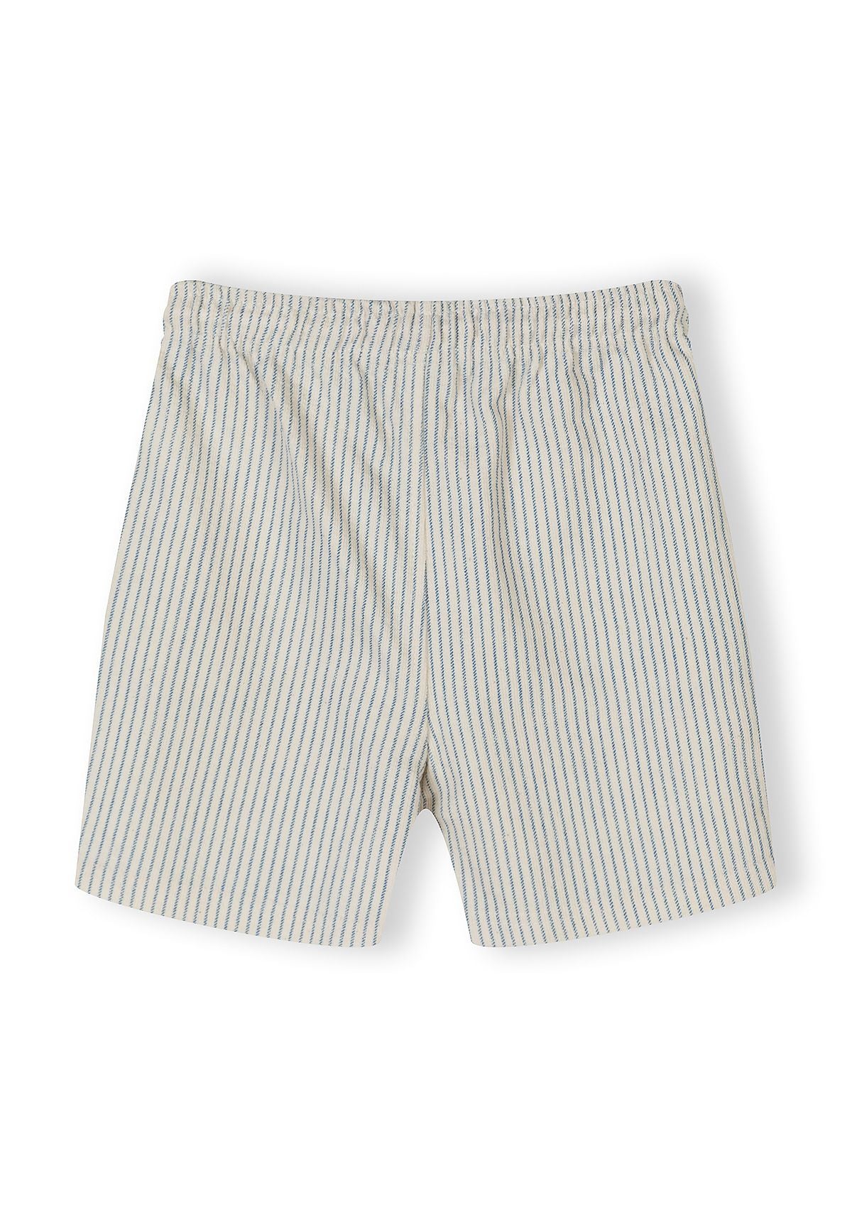 Boys' offwhite striped shorts with elasticated waist, front view.