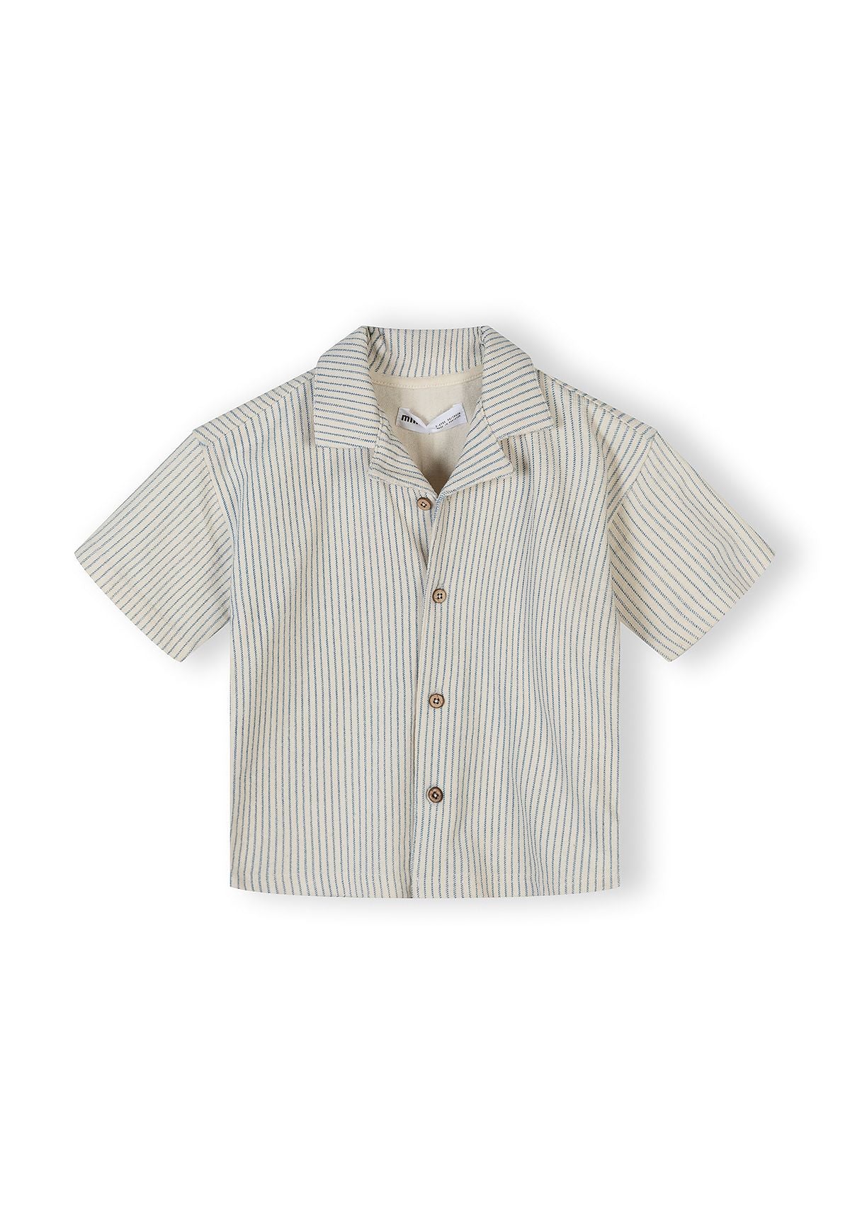Boys striped short sleeve shirt with front buttons, offwhite.